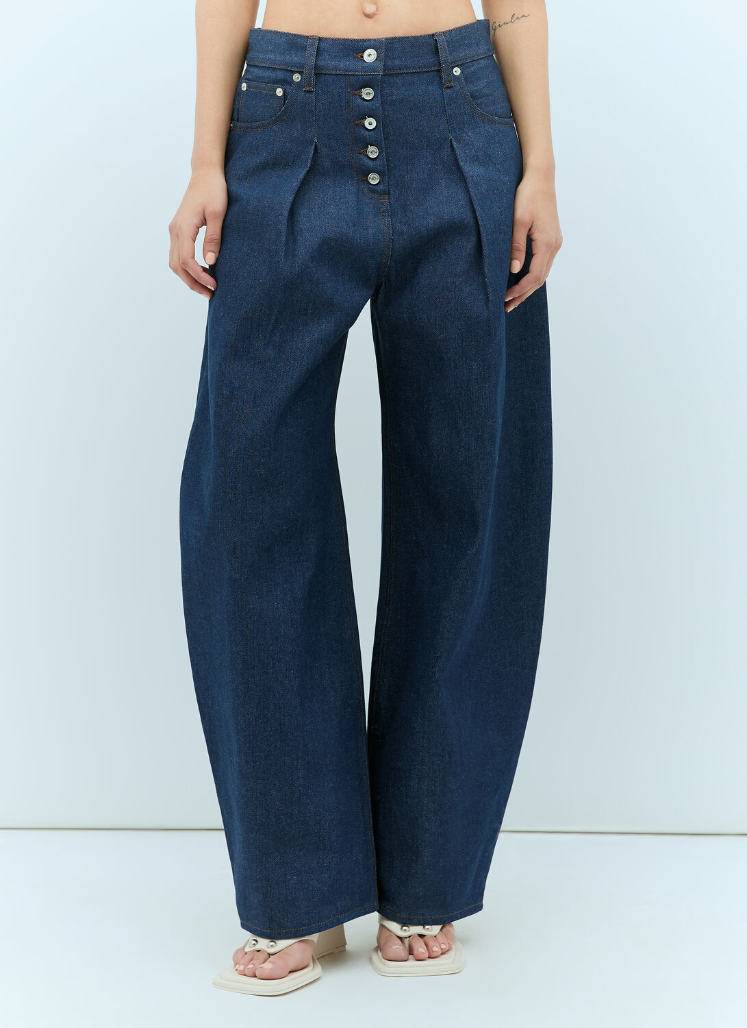 Shop Jacquemus Le De-nimes Ovalo Jeans In Blue