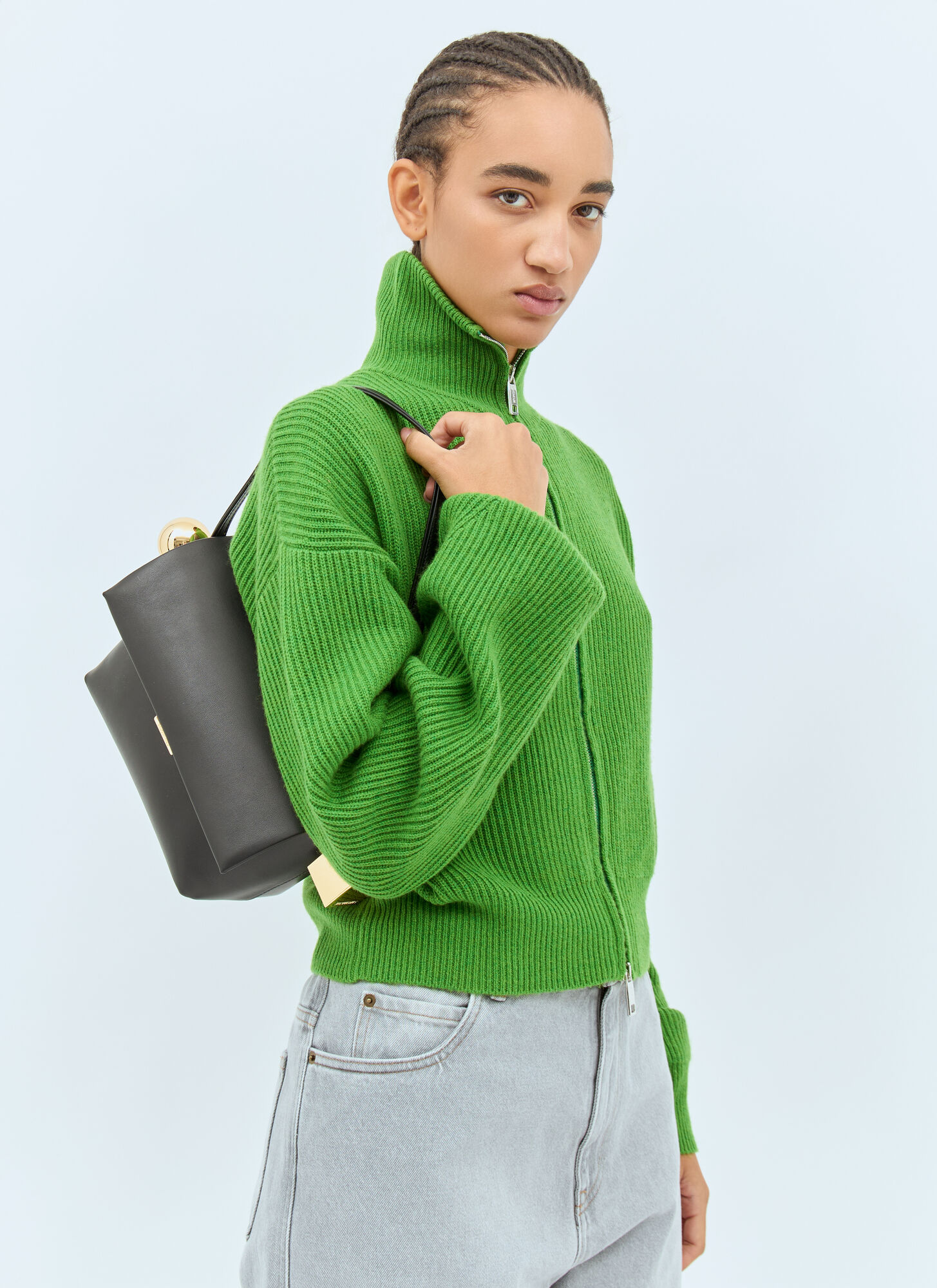 Jacquemus Le Rond Carr Handbag - Woman Shoulder Bags Black One Size　Jacquemus Le Rond Carr ハンドバッグ - 女性用ショルダーバッグ ブラック フリーサイズ Jacquemus