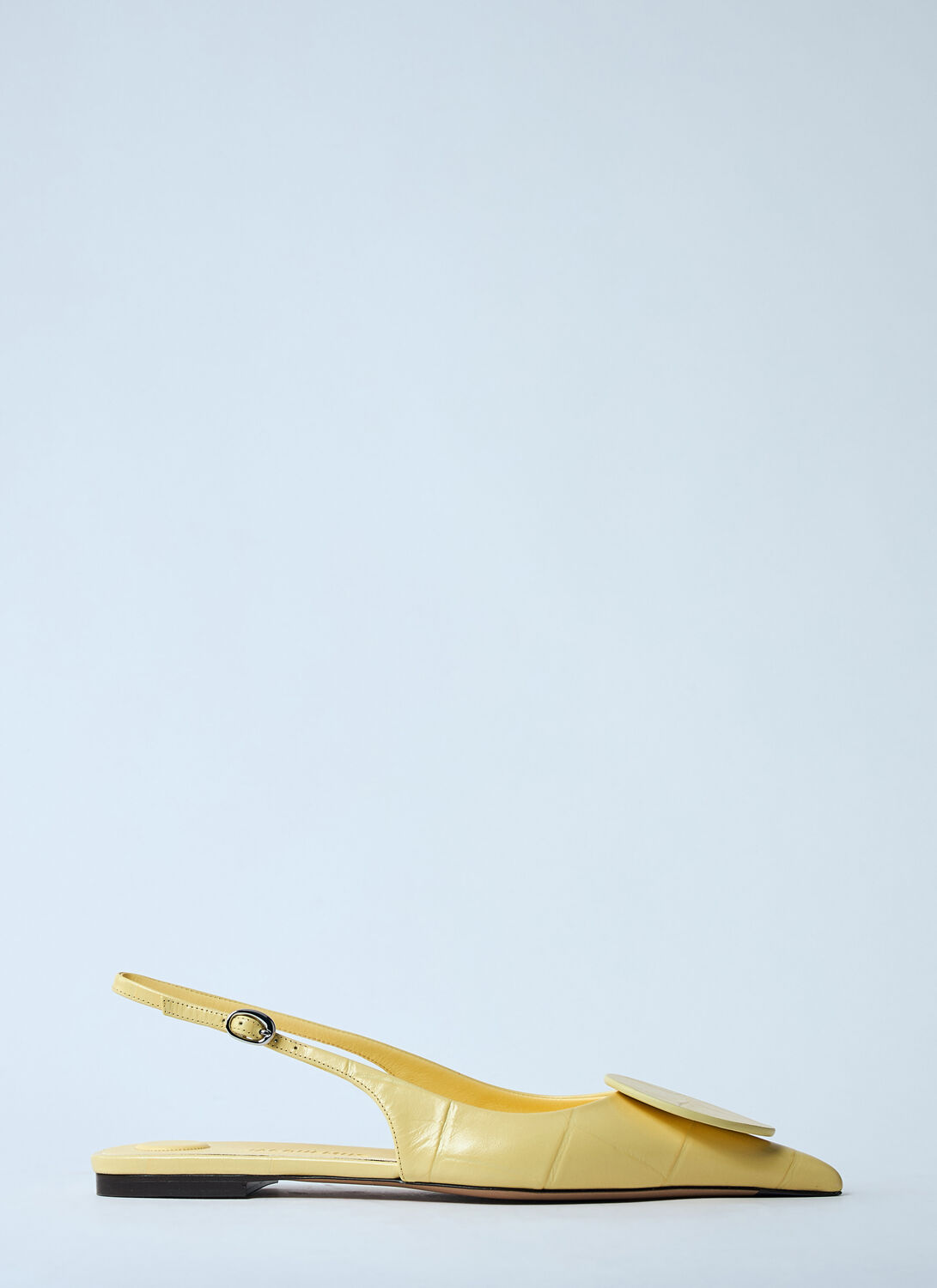 Jacquemus Quilted Buckle Flat Pointed Toe Shoes In Yellow