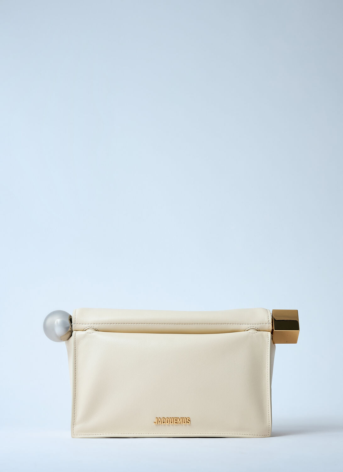 Shop Jacquemus La Pochette Rond Carré Clutch In Cream