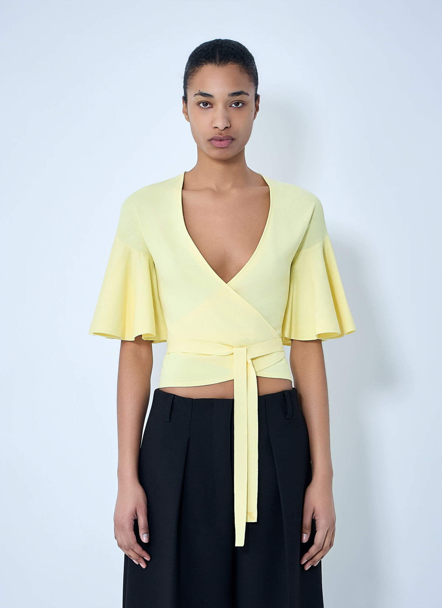 Jacquemus Wrap Knit Top - Woman Tops Yellow Fr - 34　Jacquemus ラップ ニット トップ - 女性トップス イエロー Fr - 34 Jacquemus