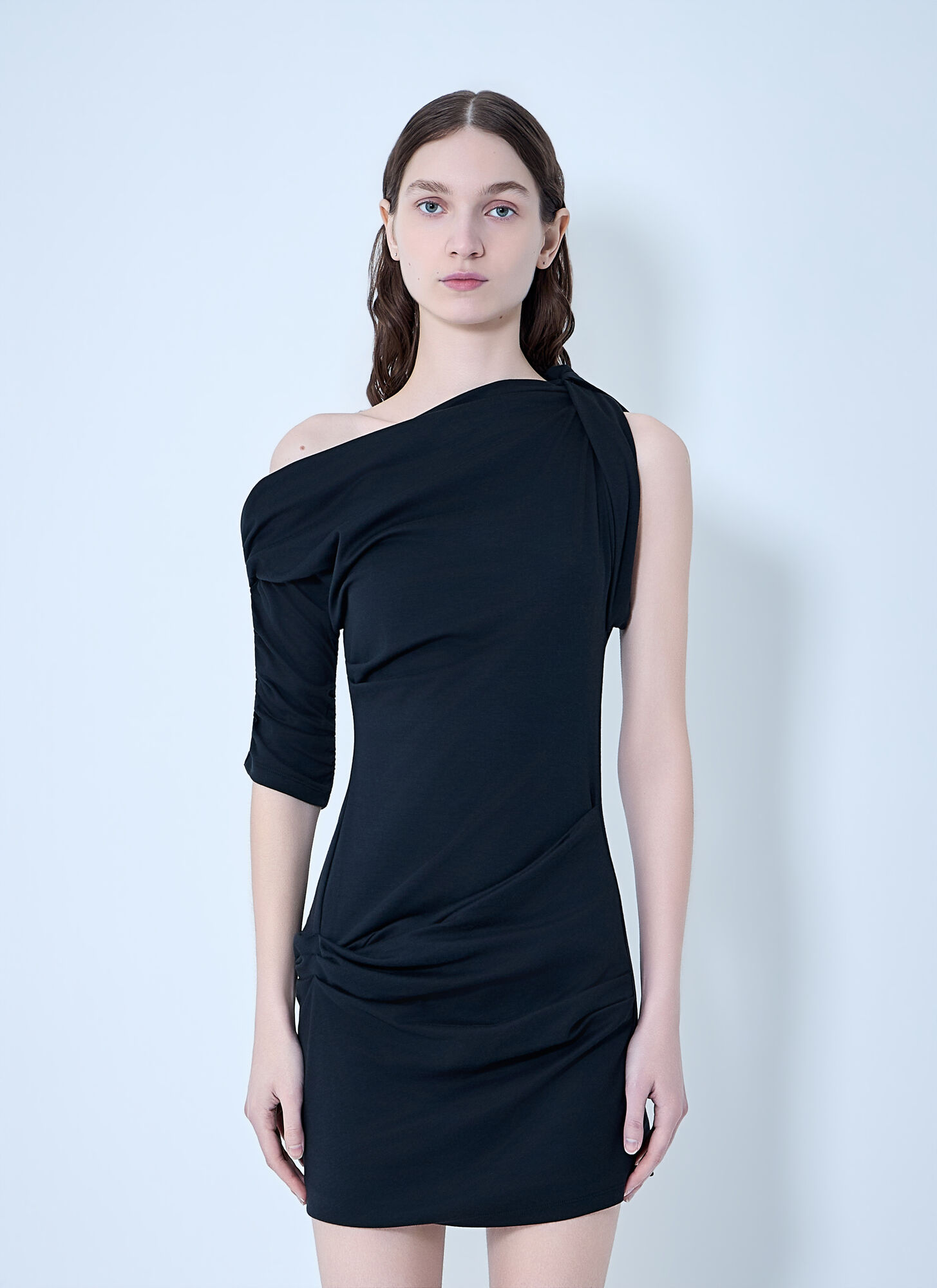 JACQUEMUS Jacquemus La Mini Robe Drapeado Mini Dress - Woman Dresses Black L　Jacquemus La Mini Robe Drapeado ミニ ドレス - 女性ドレス ブラック L