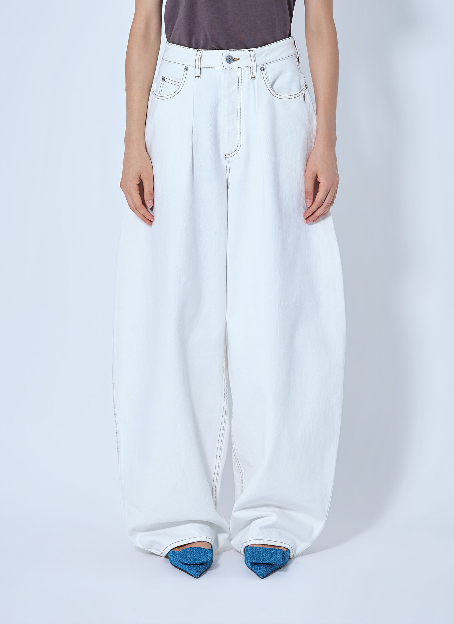 Jacquemus Donna Bianco - Le De-Nîmes Ovalo Jeans, Size: 25