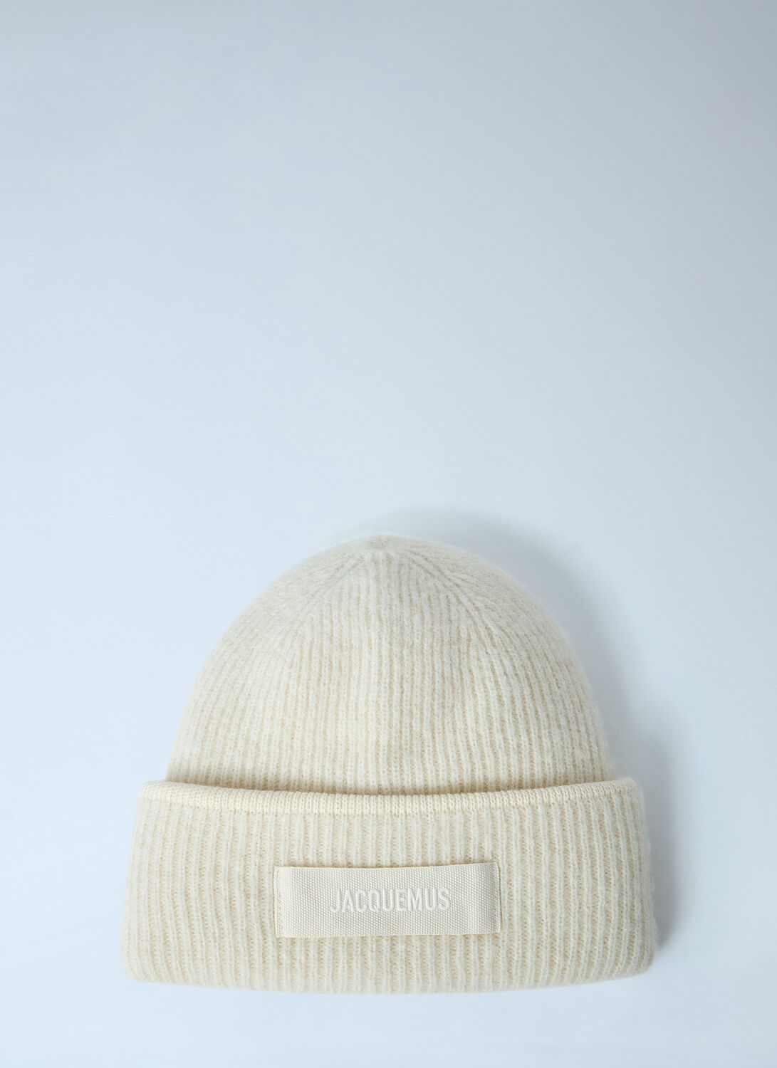 Jacquemus Men Logo Motif Beanie Hat In White