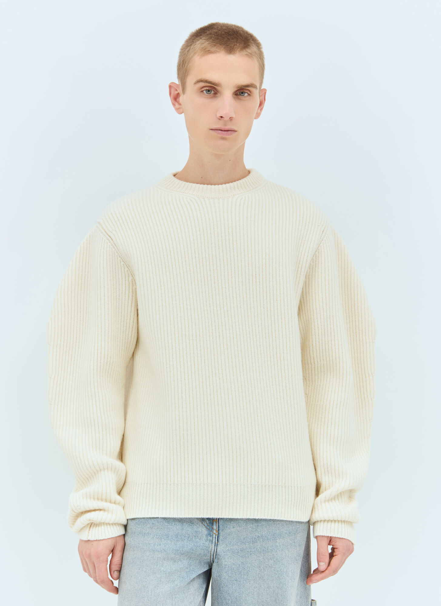 Jil Sander Panelled Virgin Wool-blend Sweater In Cream