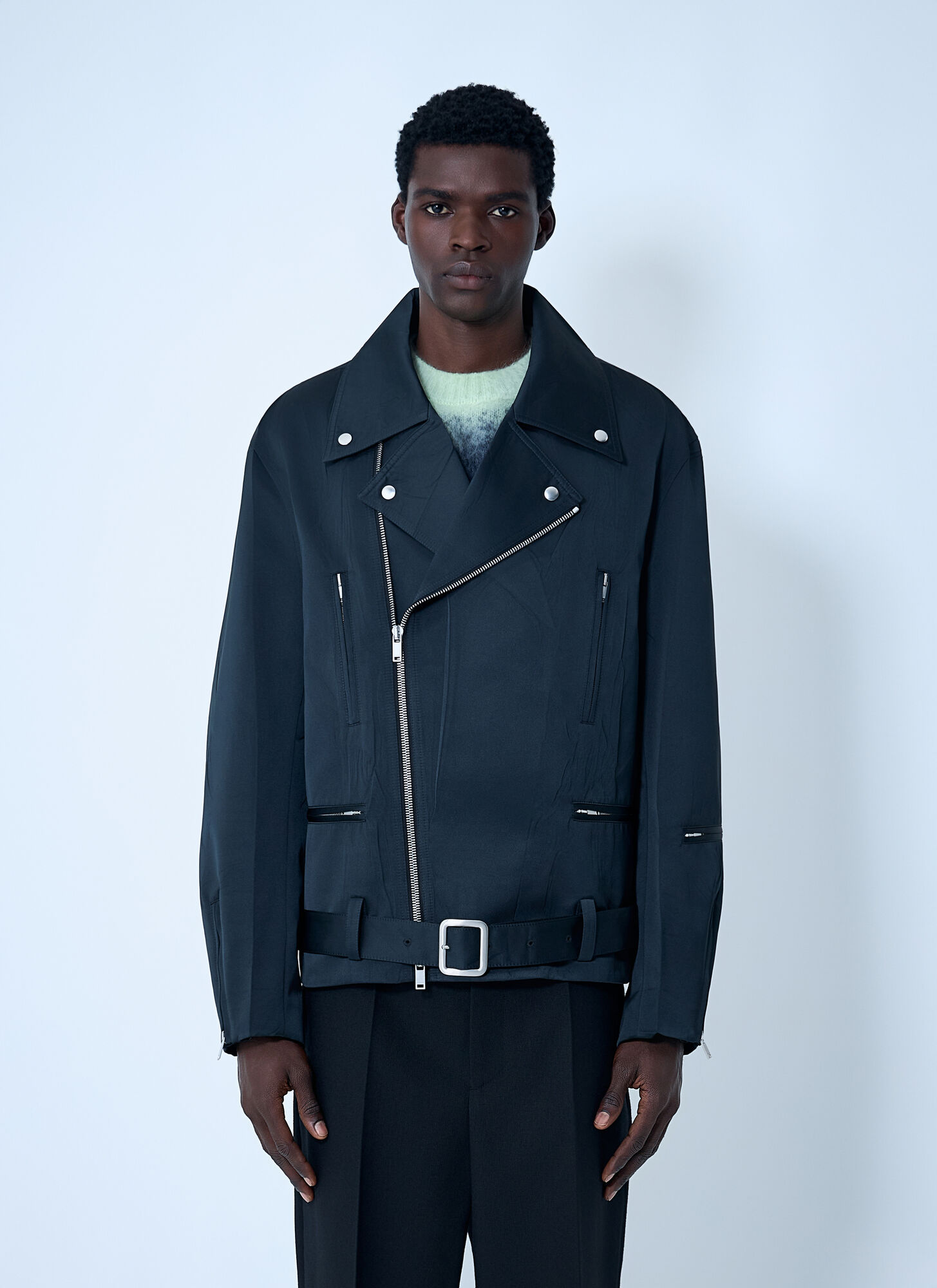 Jil Sander Belted Jacket In Blue