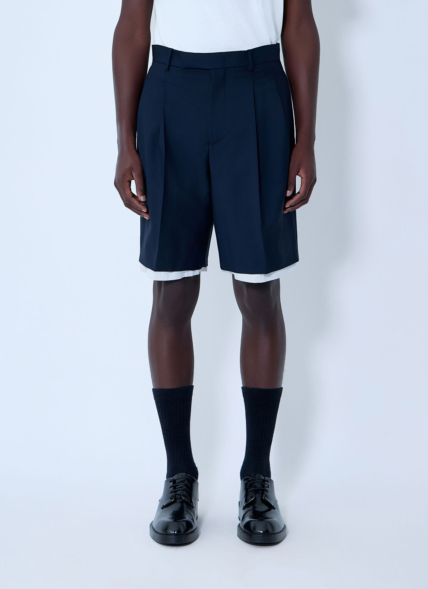Jil Sander Jil Sander Wool-and-mohair Shorts - Man Shorts Blue It - 46　ジル・サンダー ウールとモヘア ショーツ - マン ショーツ ブルー イット - 46