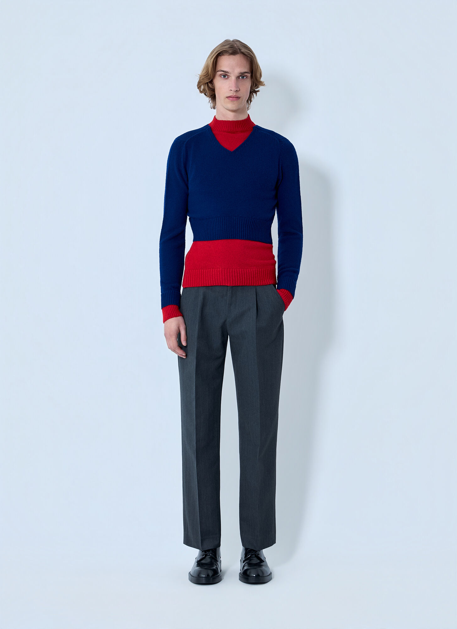  Jil Sander Jil Sander Layered Knit Sweater - Mann Strick Blue It - 48 