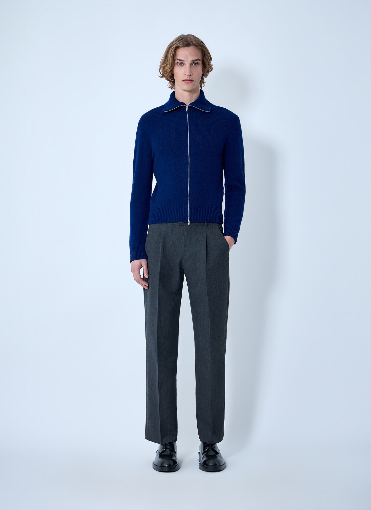  Jil Sander Jil Sander Zip-up Wool Knit Cardigan - Mann Strick Blue It - 50 