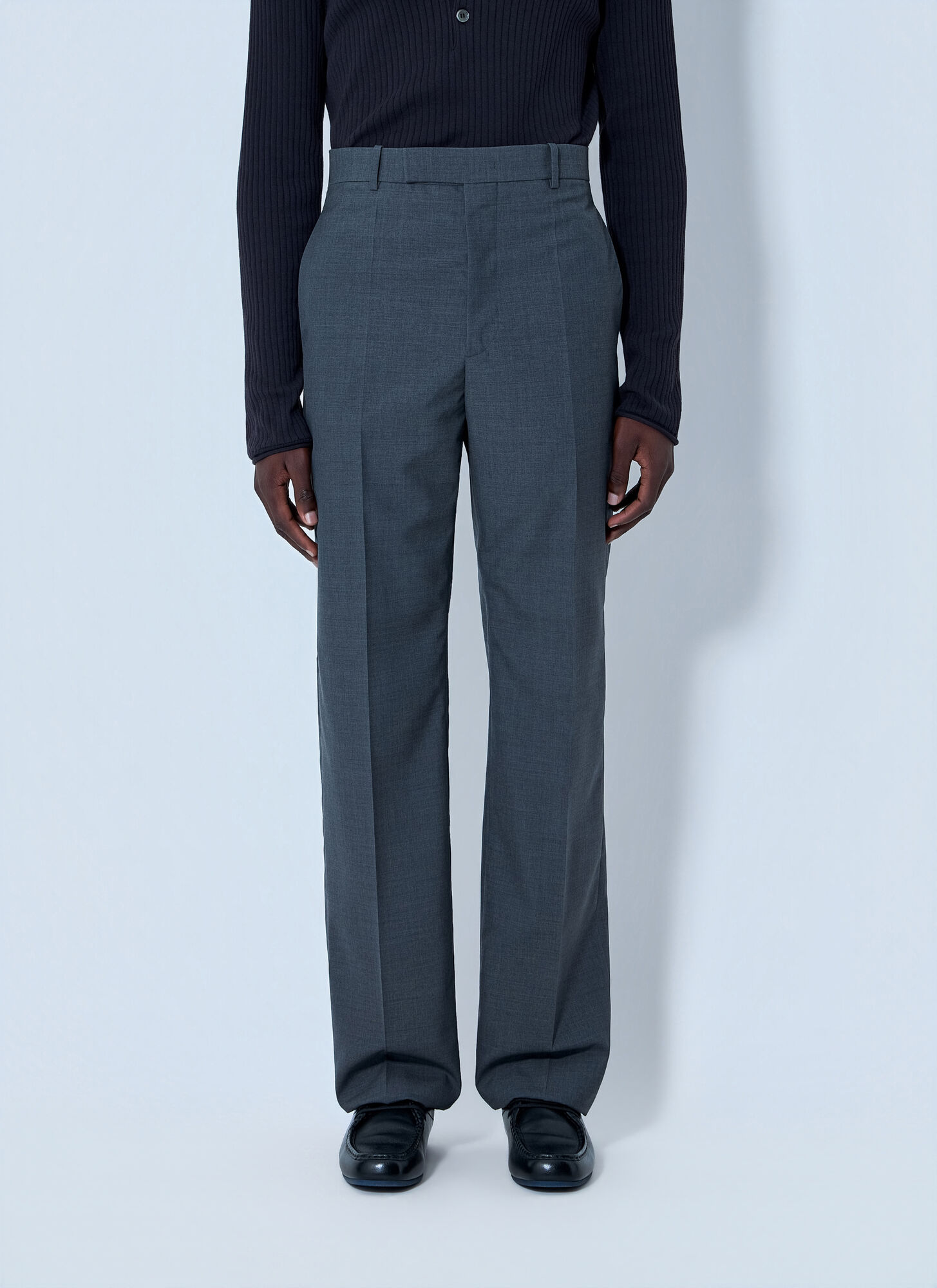 Jil Sander Men's Grey Tailored Wool-Blend Trousers - Man Pants It - 46