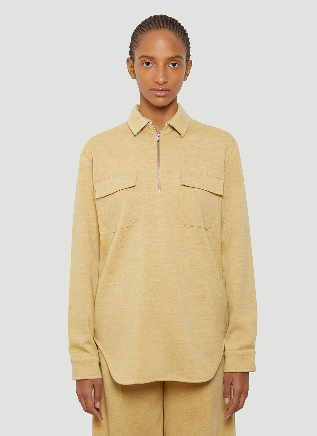 Jil Sander Half-zip Shirt - Woman Shirts Yellow De - 34　ジル・サンダー ハーフジップ シャツ - 女性シャツ イエロー De - 34 Jil