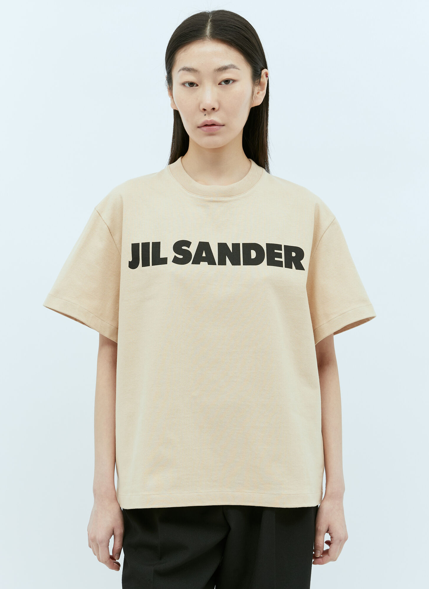 Jil Sander Women's Beige Logo Print T-Shirt - Woman T-Shirts Xs