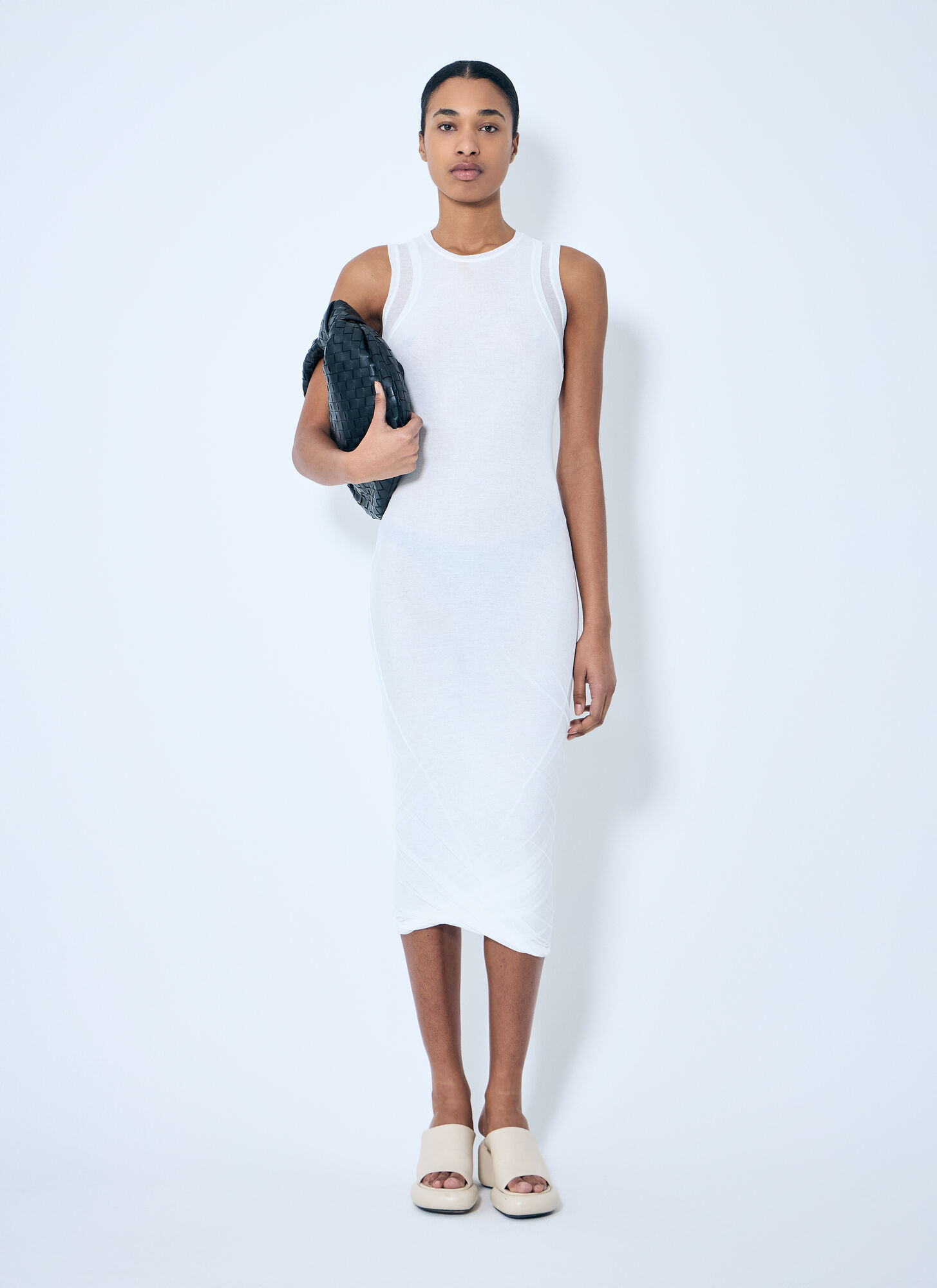  Jil Sander Jil Sander Layered Midi Dress - Frau Kleider White De - 38 