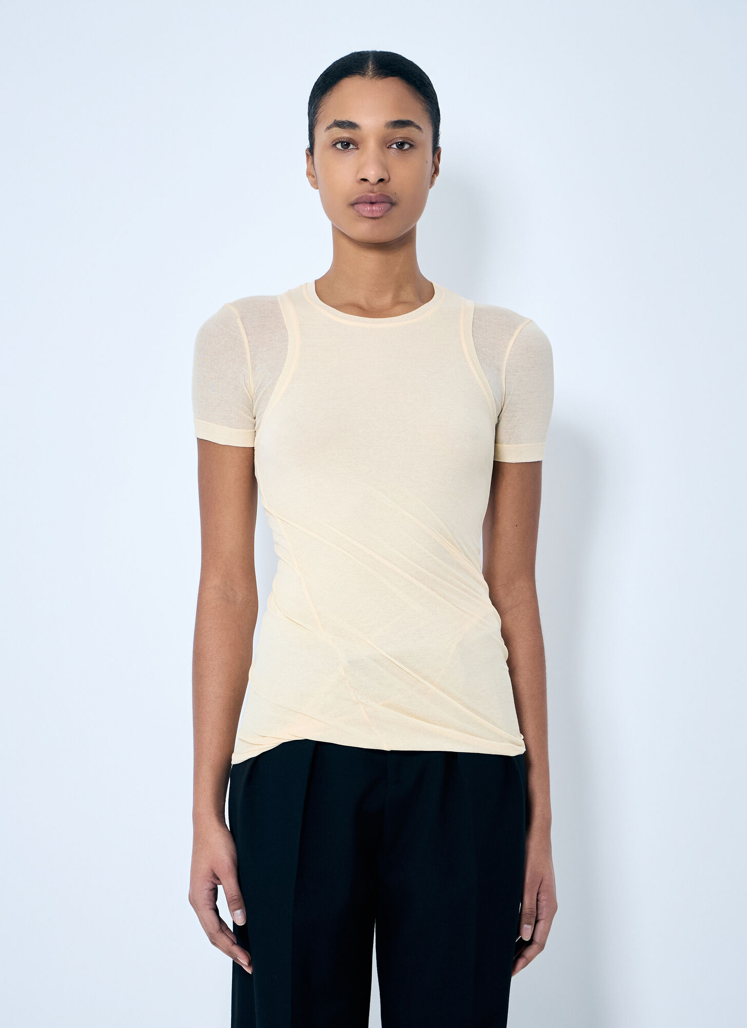 Jil Sander Women's Beige Layered T-Shirt - Woman T-Shirts De - 34