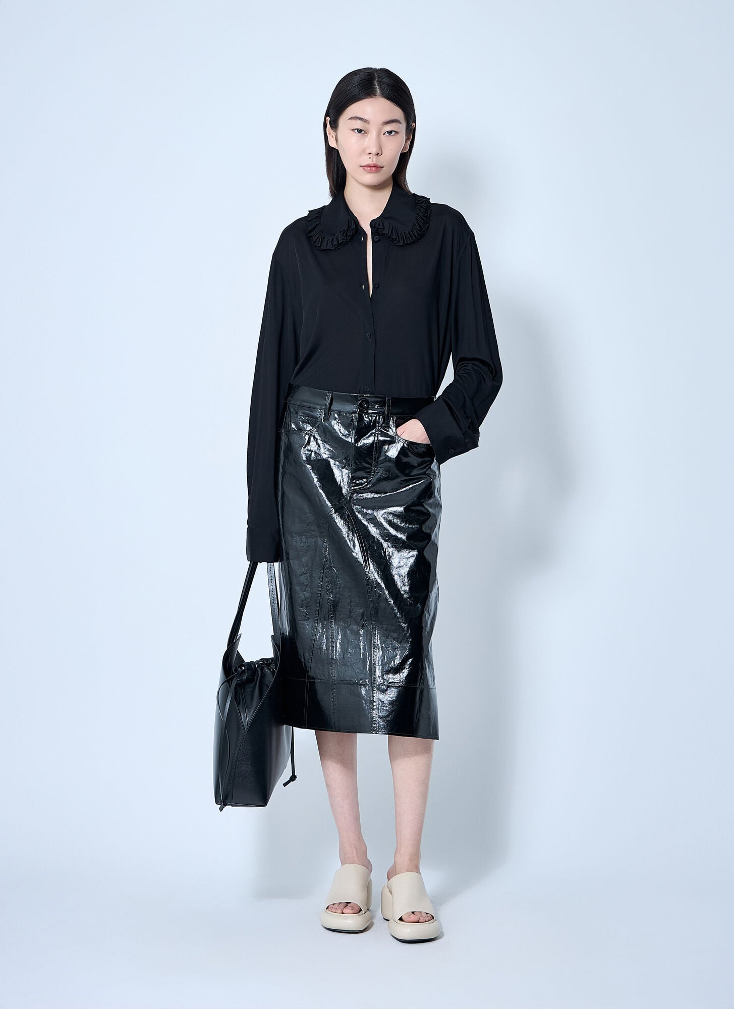  Jil Sander Jil Sander Viscose Shirt - Frau Hemden Black Fr - 36 