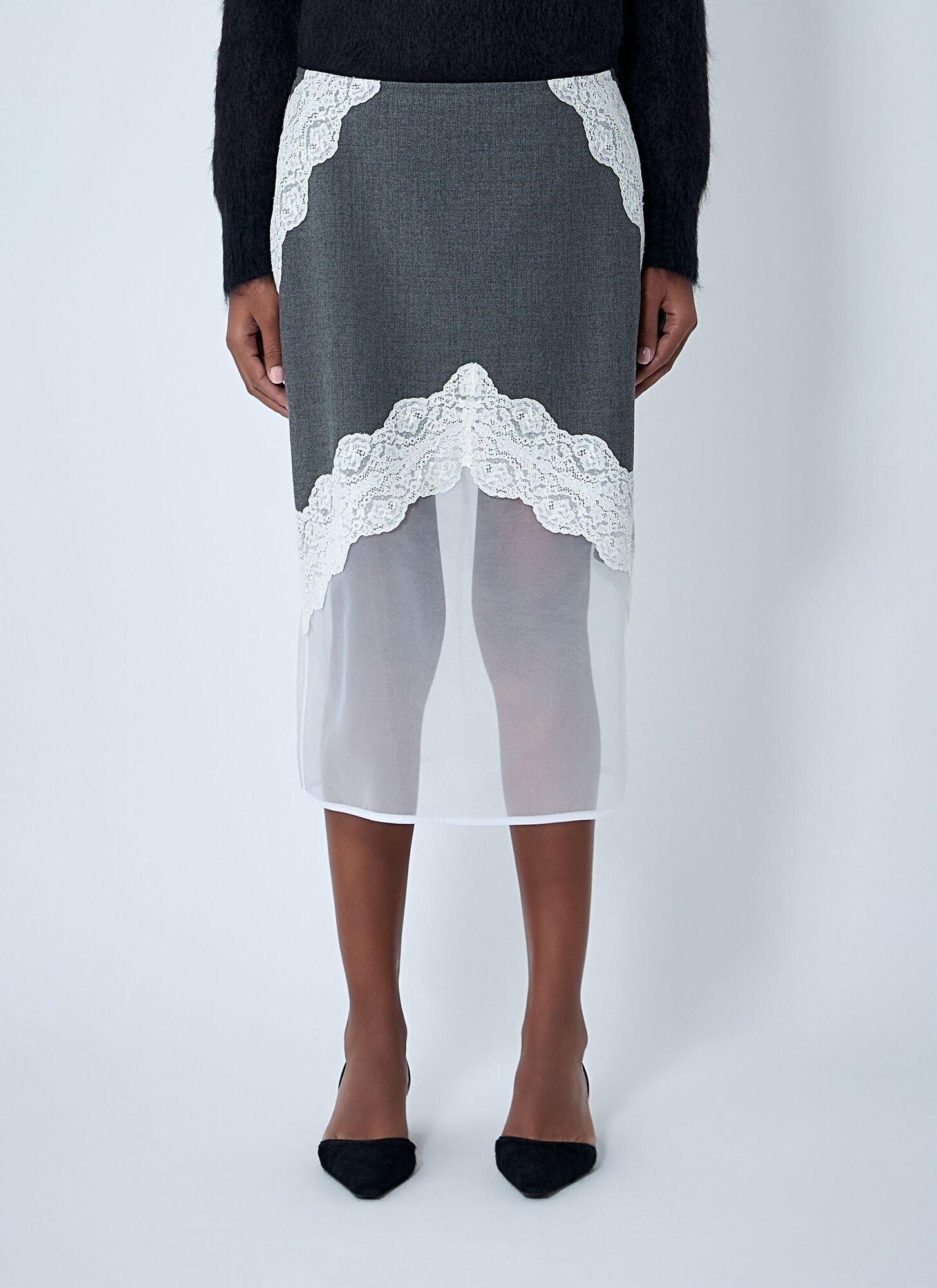 Jil Sander Wool Mid Skirt In Black