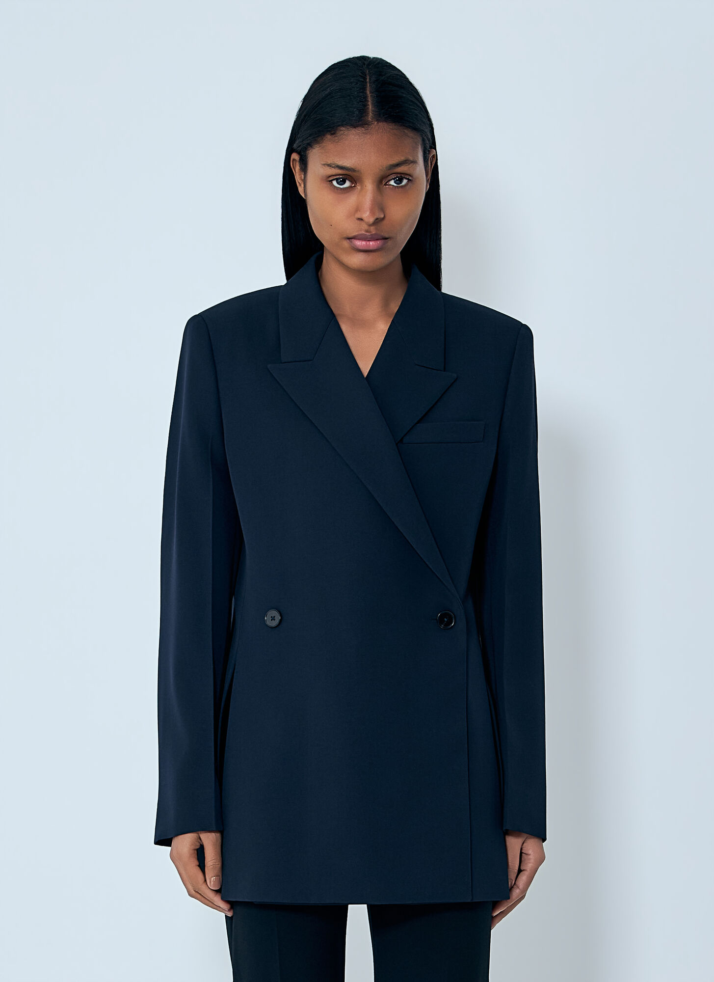 Jil Sander Donna Navy - Double-Breasted Wool Blazer, Size: Fr - 36