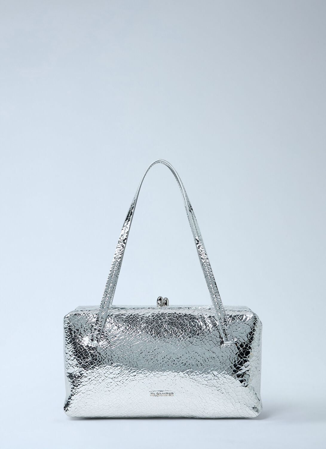 Jil Sander Textured Leather Shoulder Bag In Silver