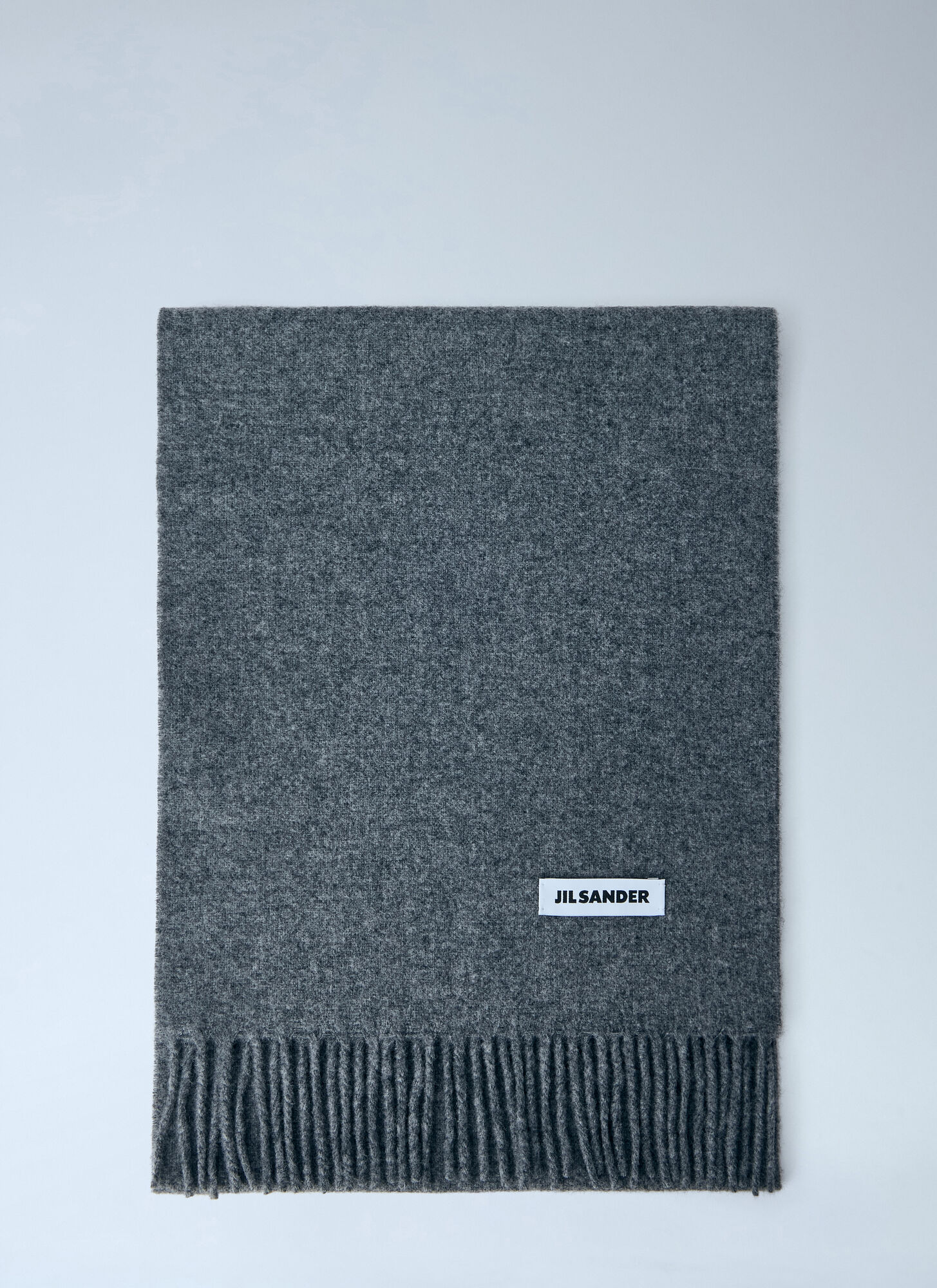Jil Sander Fringed Wool Scarf - Woman Scarves Grey One Size