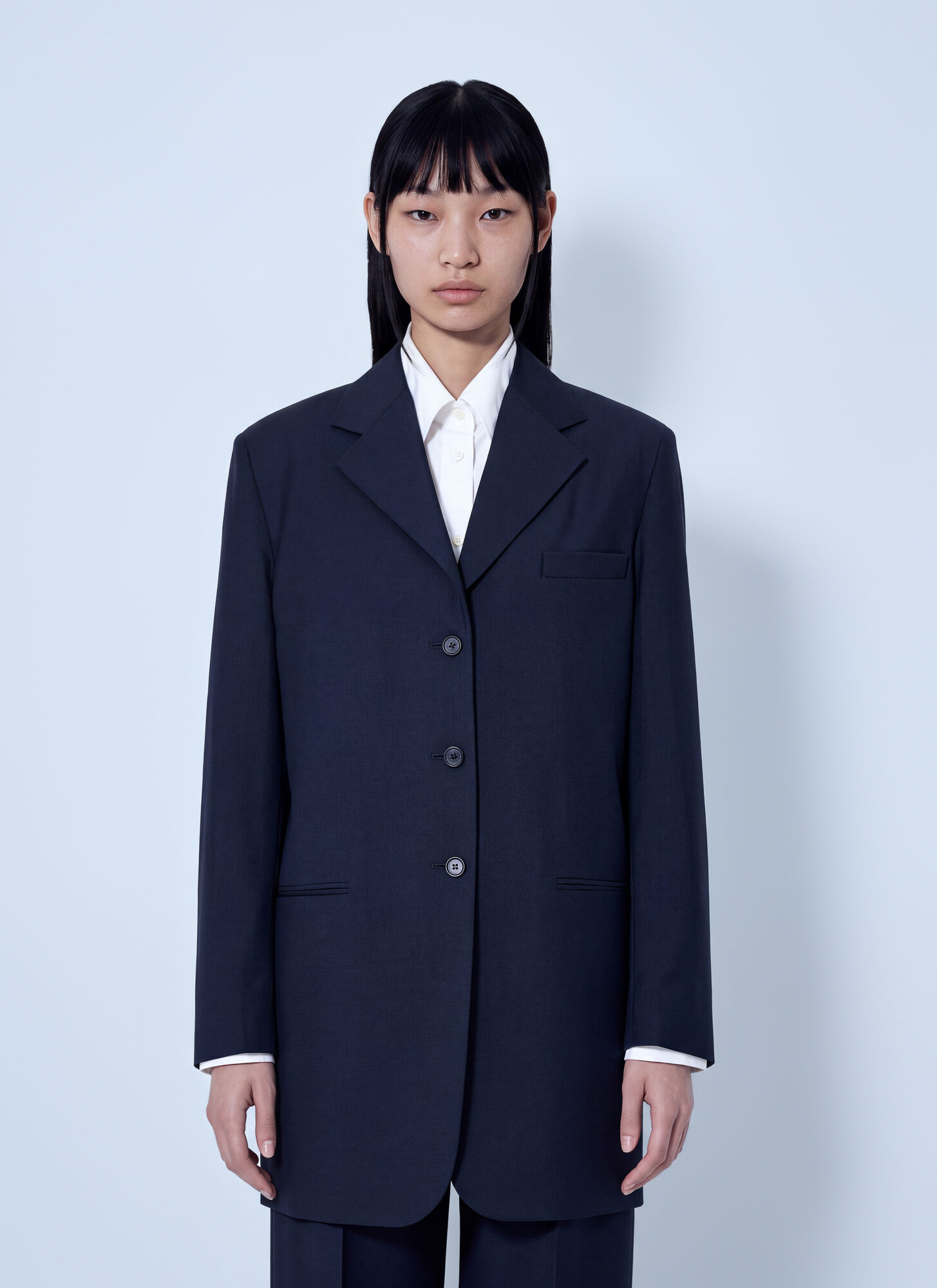 Jil Sander Donna Dark Blue Single-Breasted Wool Blazer - Woman Blazers It - 40 - Immagine 1