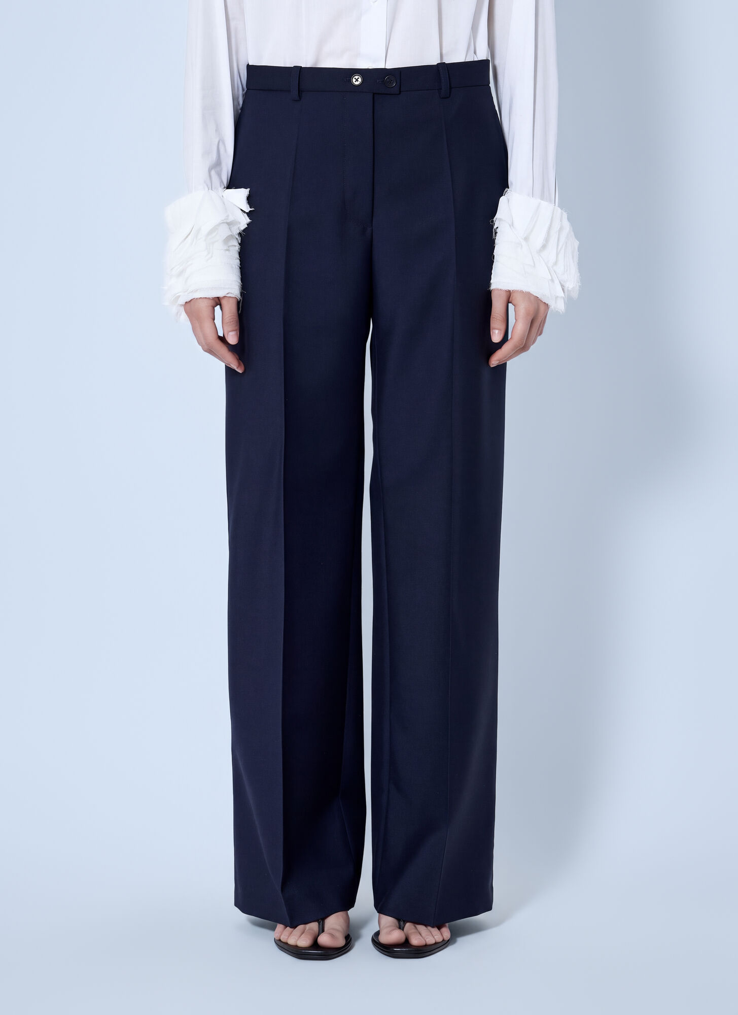 Jil Sander Women's Dark Blue Wide-Leg Tailored Trousers - Woman Pants It - 40 - Image 1
