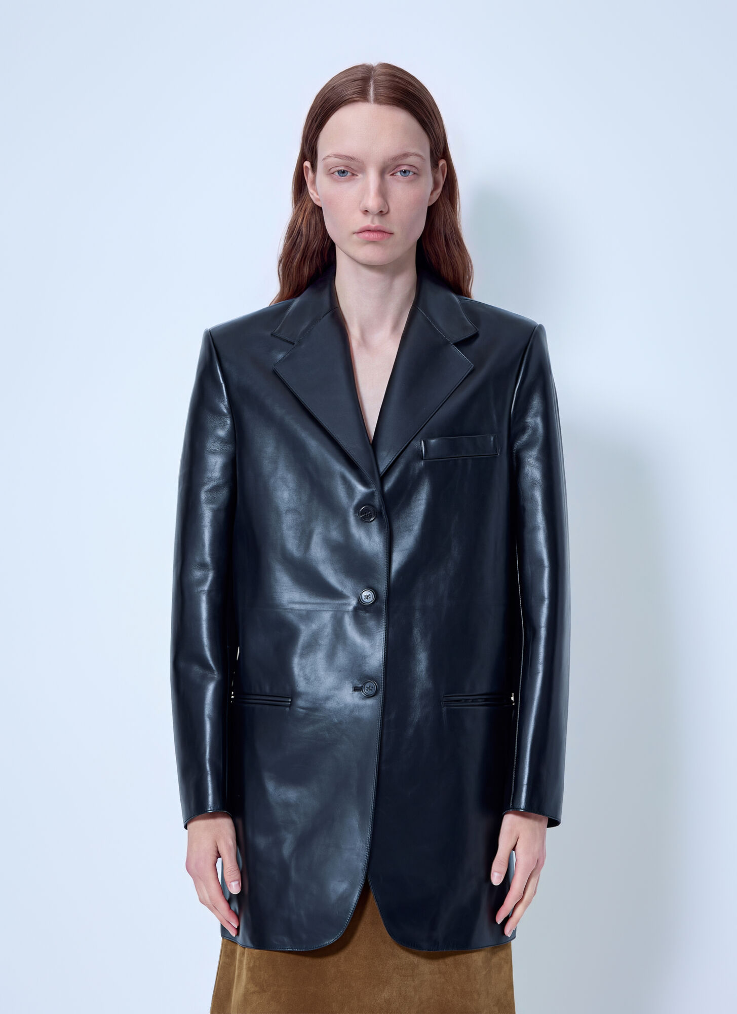Jil Sander Single-Breasted Leather Blazer - Woman Jackets Black It - 42 - Immagine 1