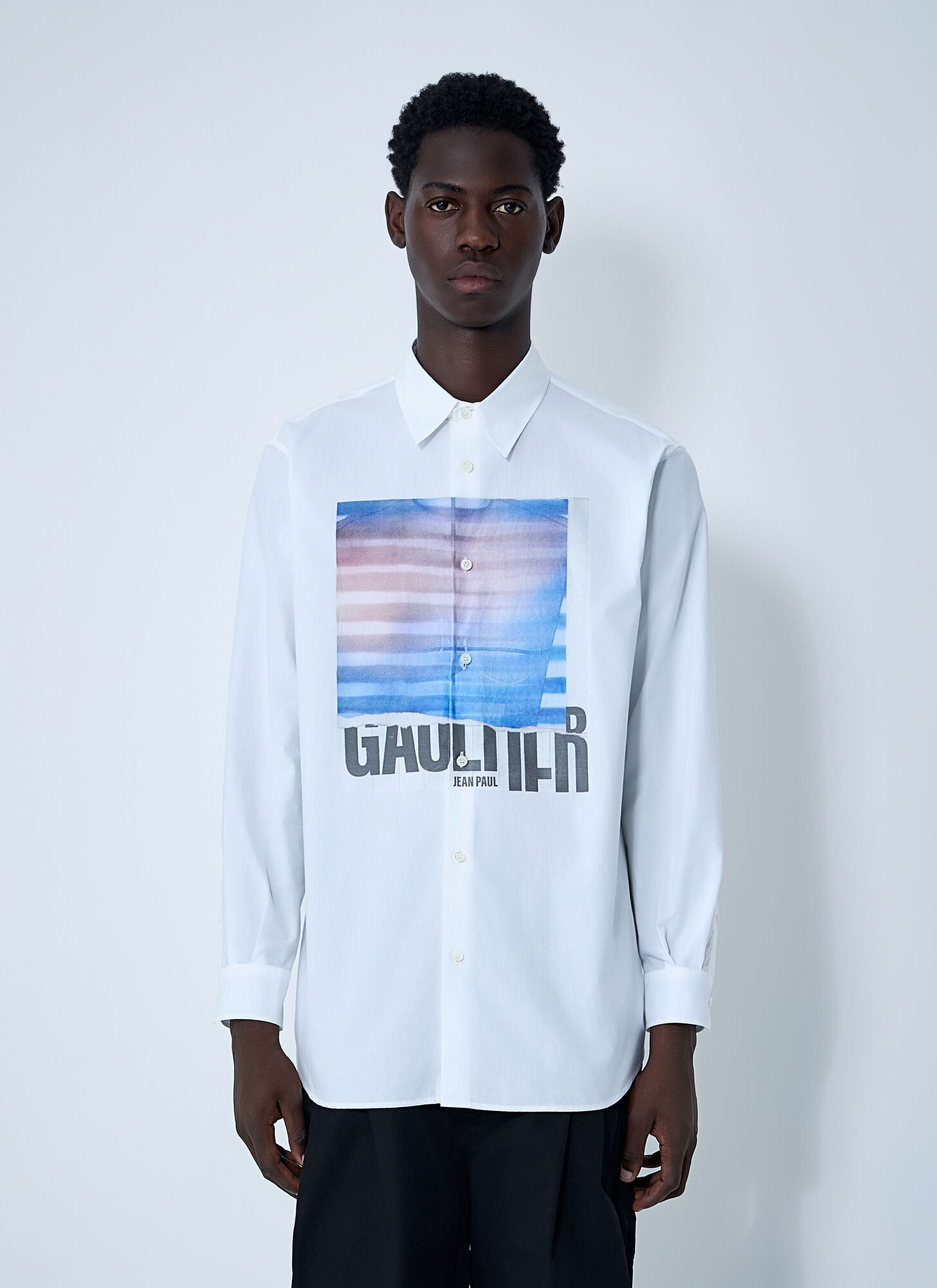 Jean Paul Gaultier Men Logo Print Button-down Shirt In White