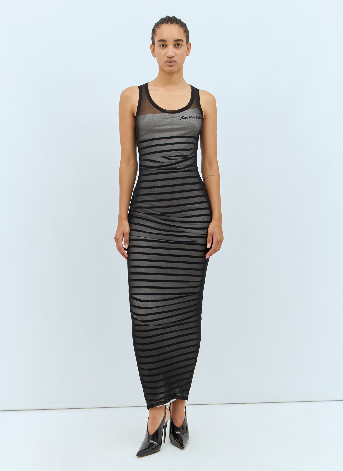 Jean Paul Gaultier Ribbed Mariniere Maxi Dress – Woman Dresses Black S