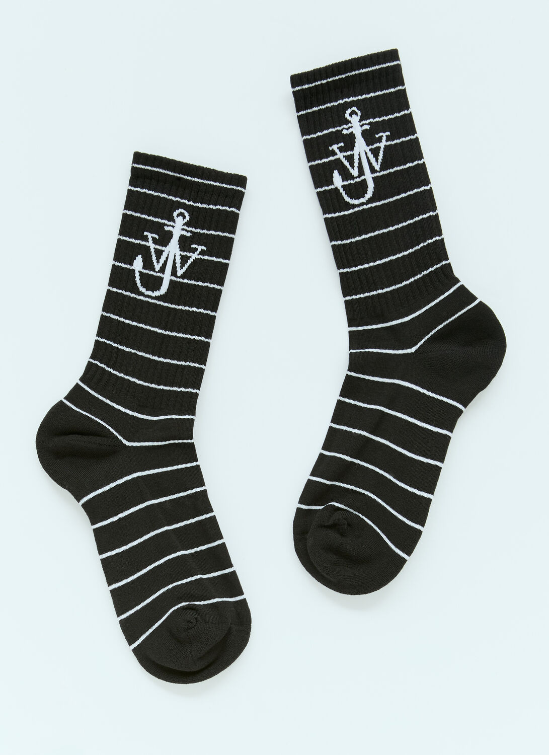 Jw Anderson Striped Anchor Socks In Black