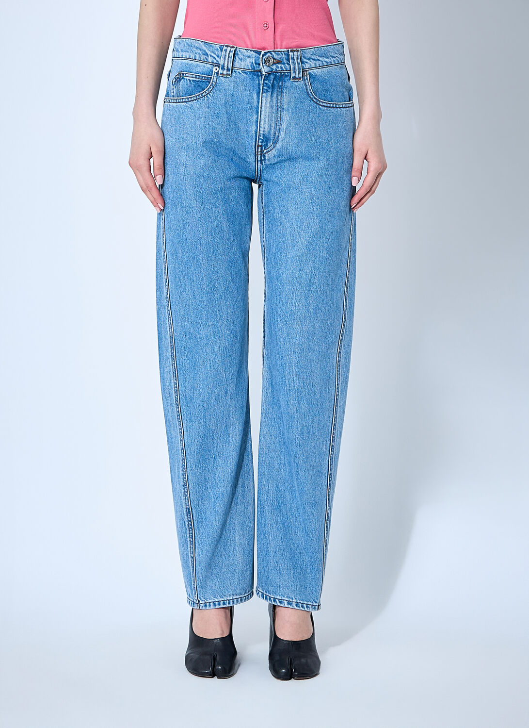 Jw Anderson Twisted Denim Jeans In Light Blue