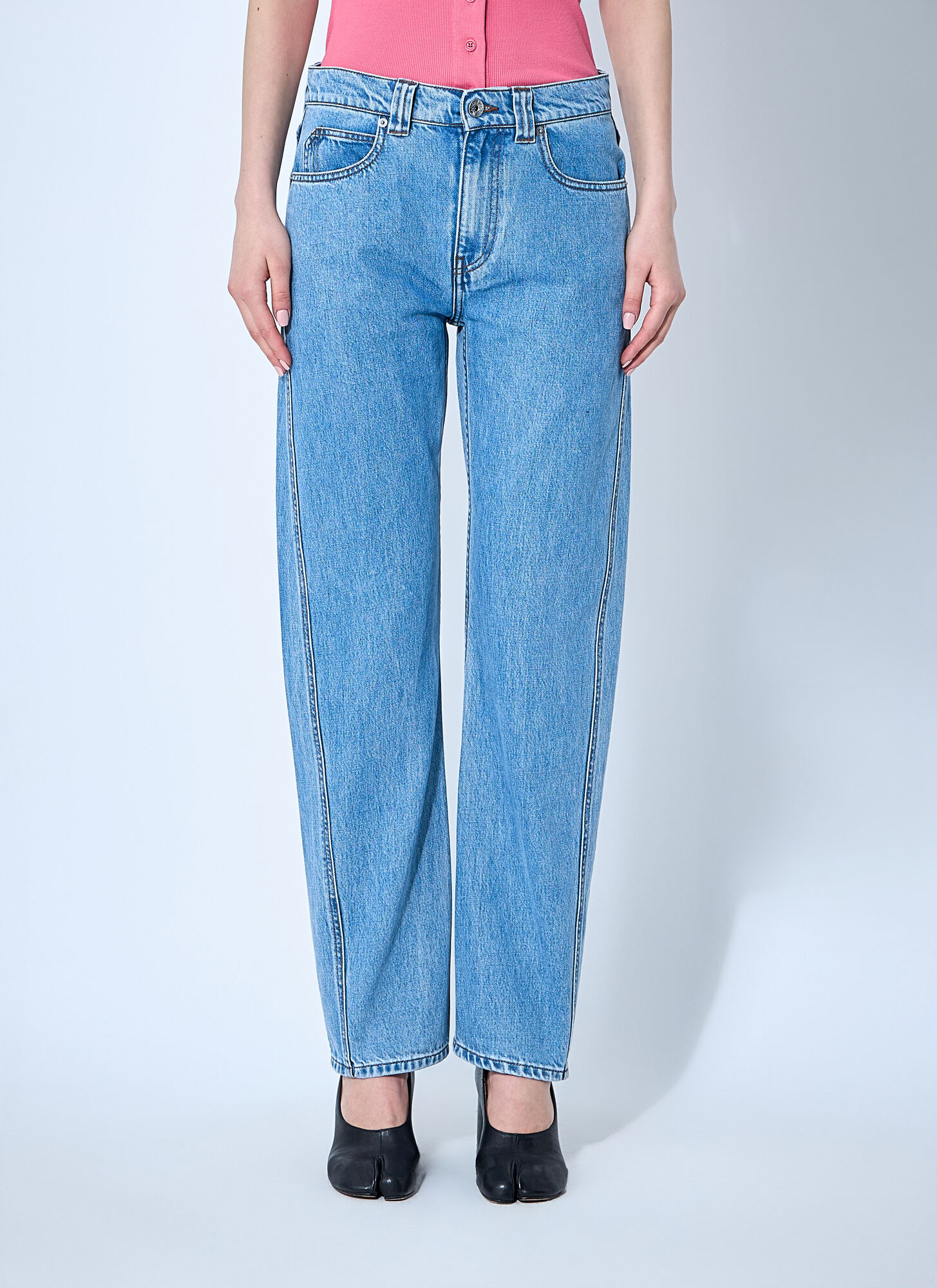 JW Anderson Twisted Denim Jeans - Woman Jeans Light Blue 29　JW アンダーソン ツイスト デニム ジーンズ - 女性ジーンズ ライトブルー 29 JW