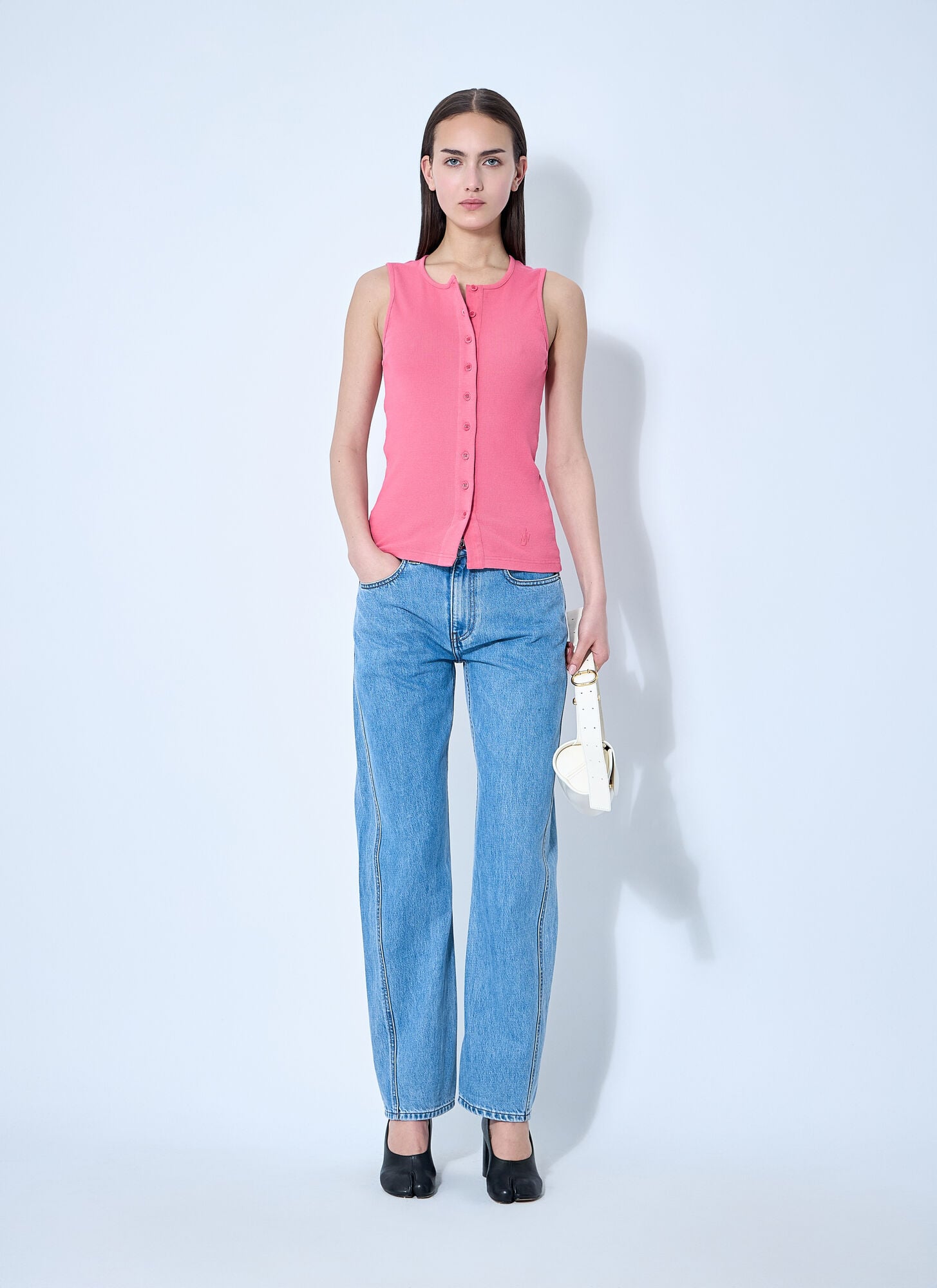  Jw Anderson Jw Anderson Button-down Tank Top - Frau Tops Pink L 