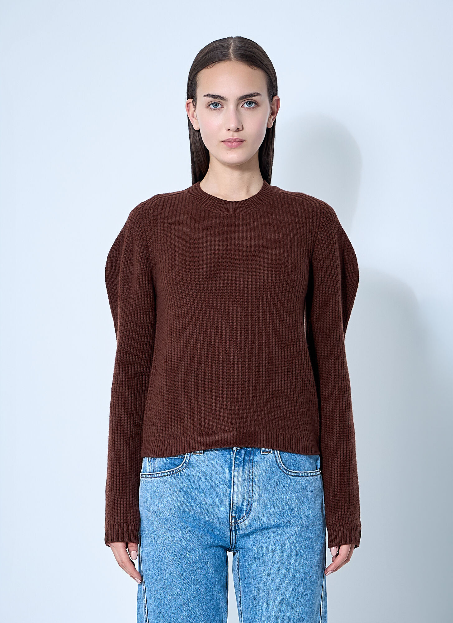 JW Anderson Puff Sleeve Sweater - Woman Knitwear Brown L　JW アンダーソン パフ スリーブ セーター - 女性ニットウェア ブラウン L JW