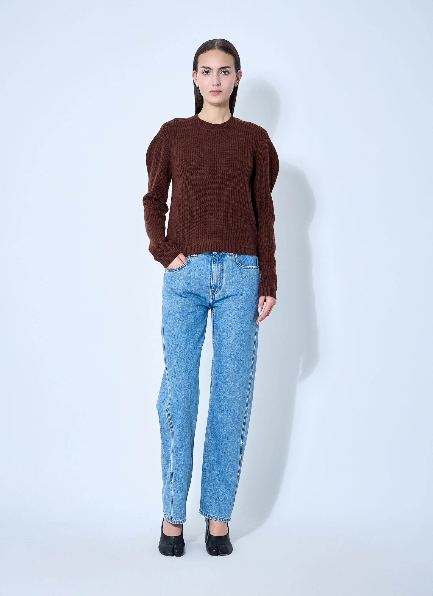 Jw Anderson Jw Anderson Puff Sleeve Sweater - Frau Strick Brown L 