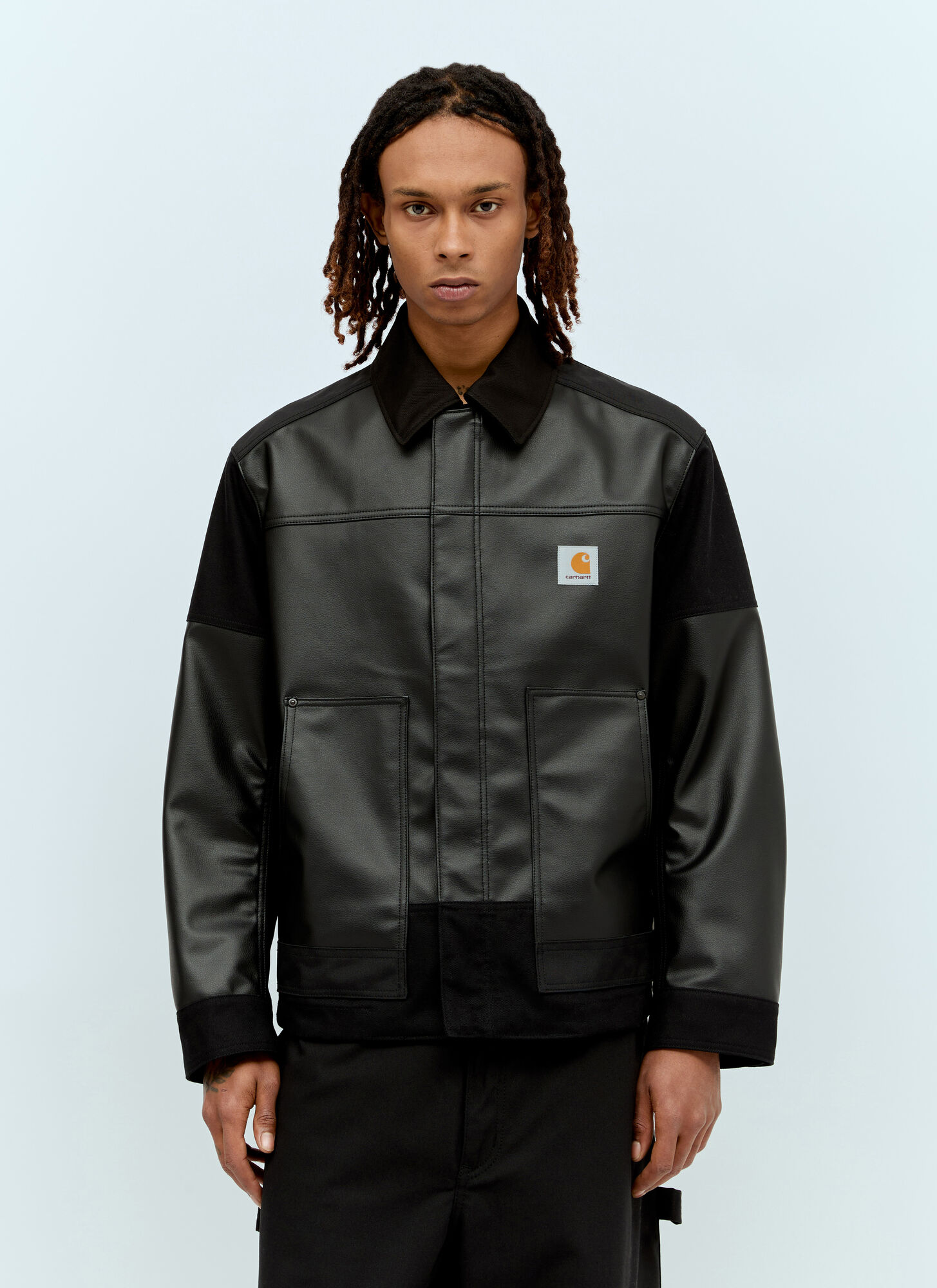 Shop Junya Watanabe X Carhartt Faux Leather Jacket In Black