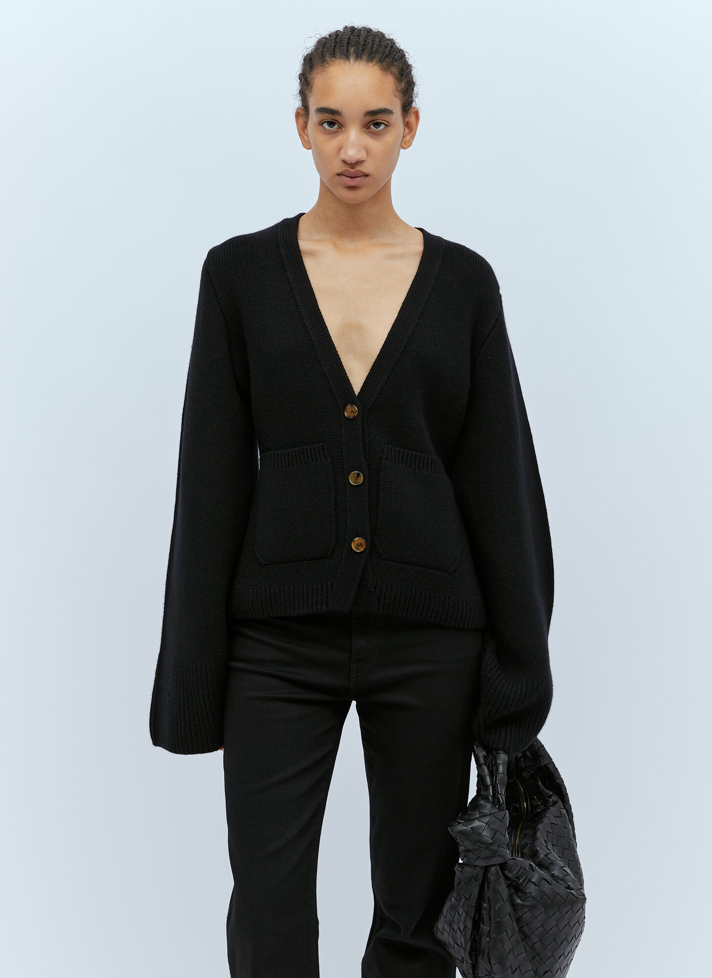 Khaite Scarlet Cashmere Cropped Cardigan In Blue