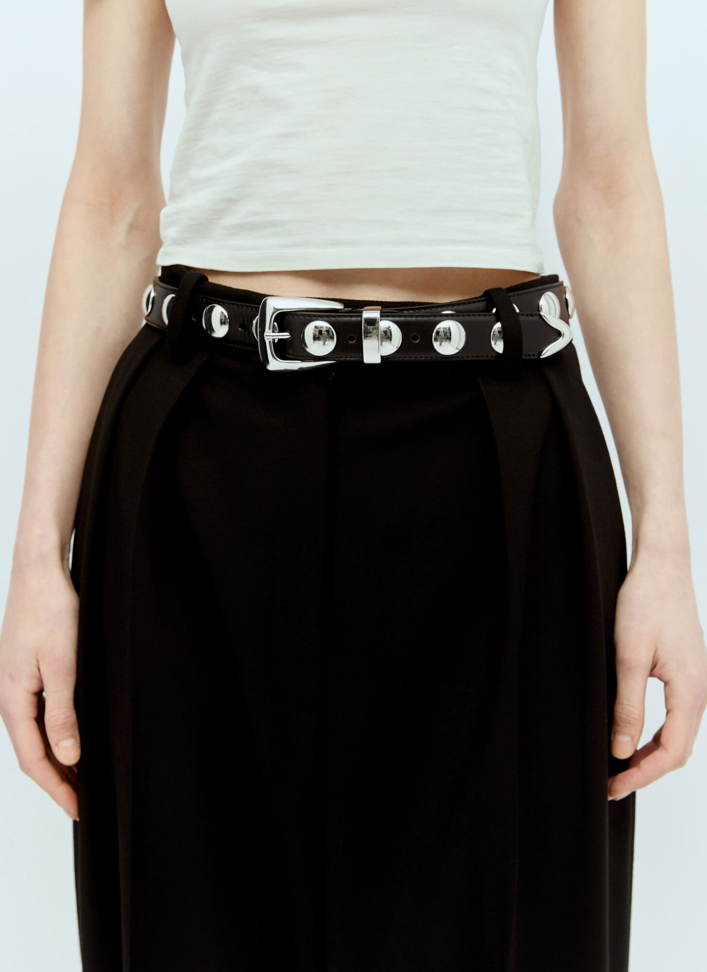 Khaite Bruno Studded Leather Belt In Black