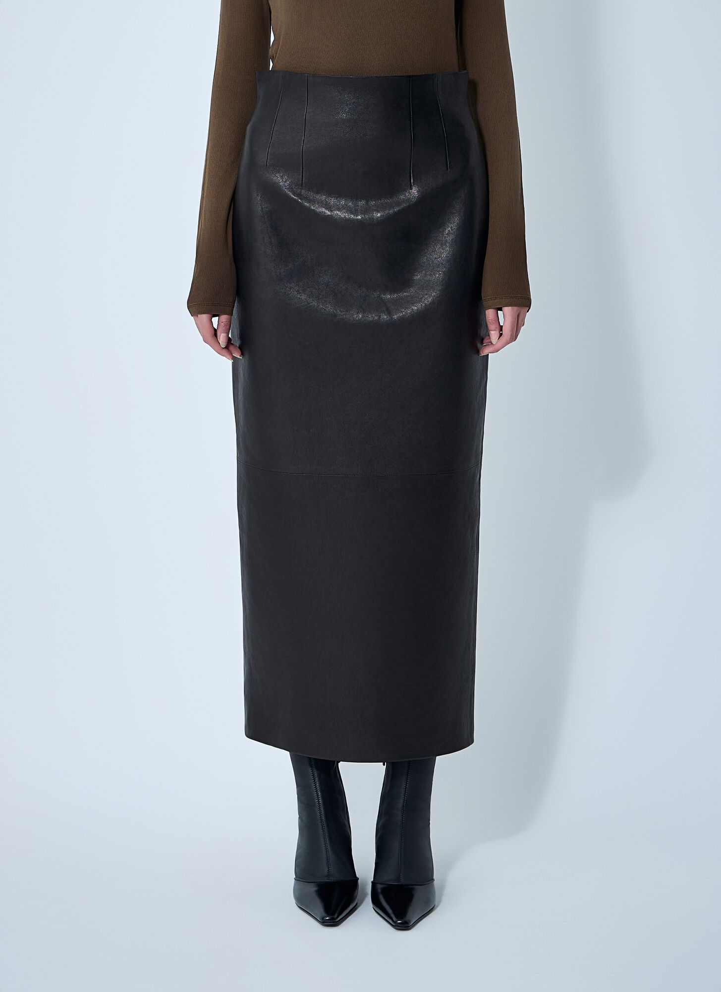 Khaite Women's Black Loxley Leather Skirt - Woman Skirts Us - 06