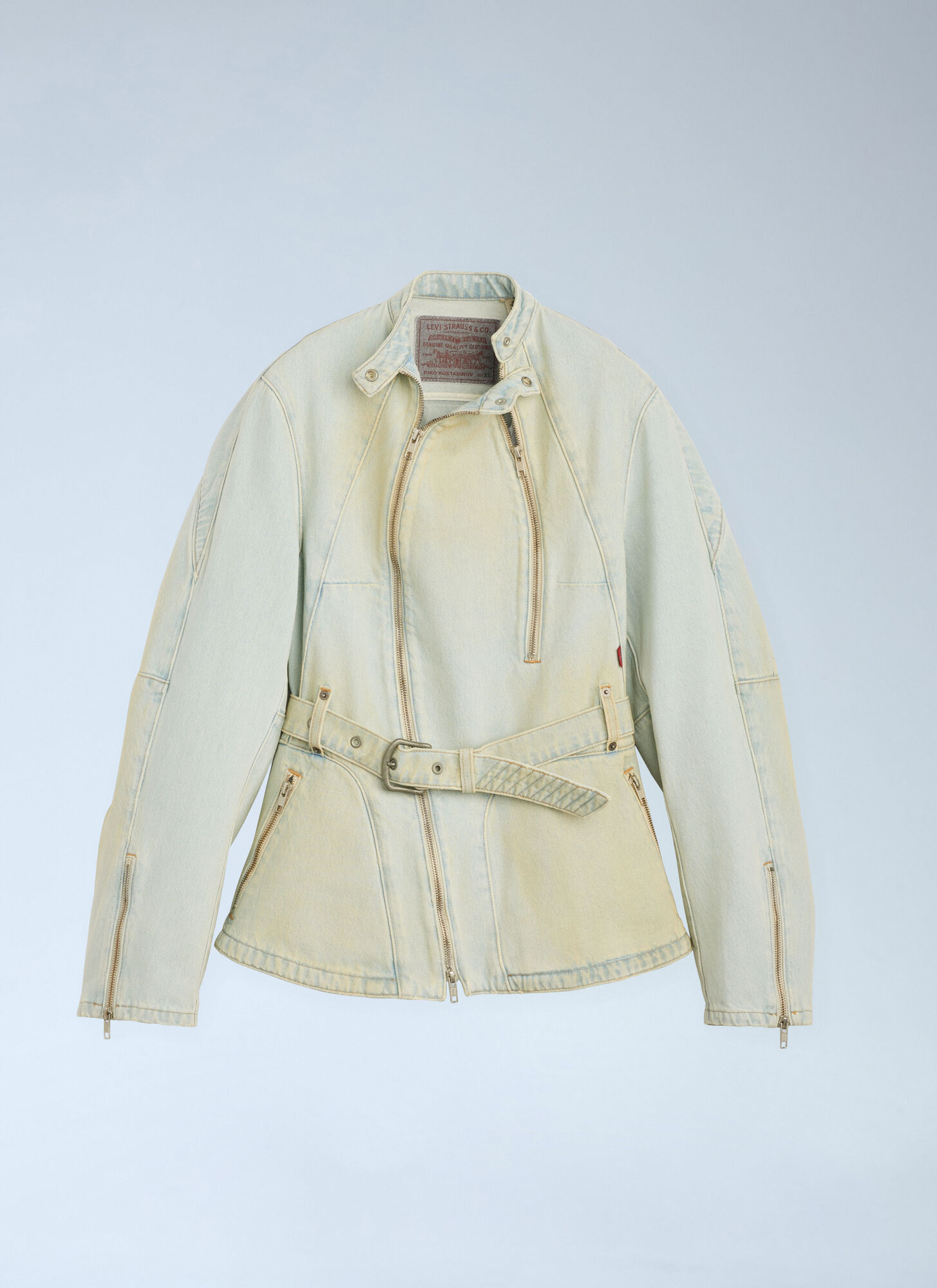 Kiko Kostadinov X Levis Distressed Carina Belted Jacket In White
