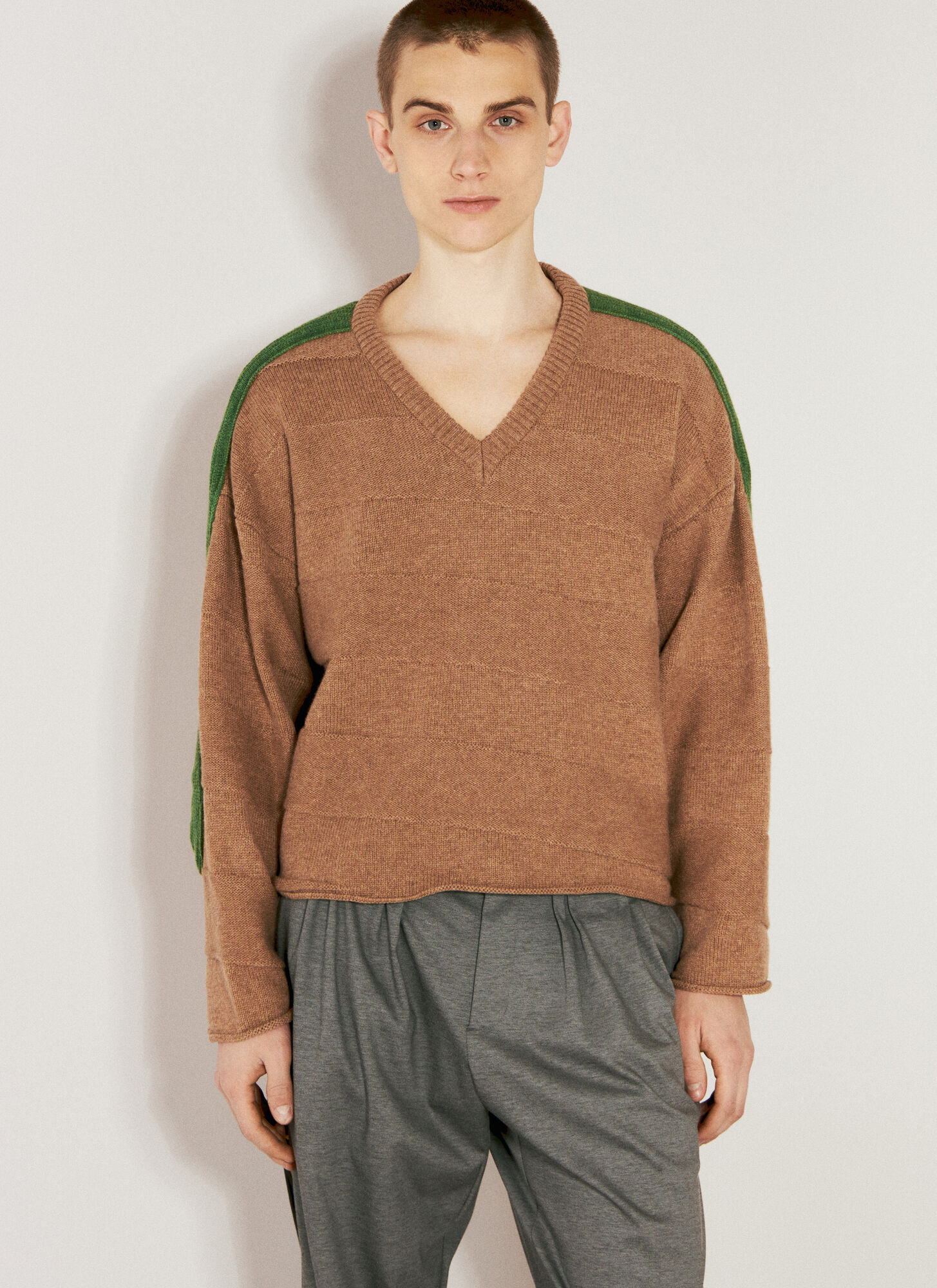 Shop Kiko Kostadinov Delian V-neck Sweater In Brown