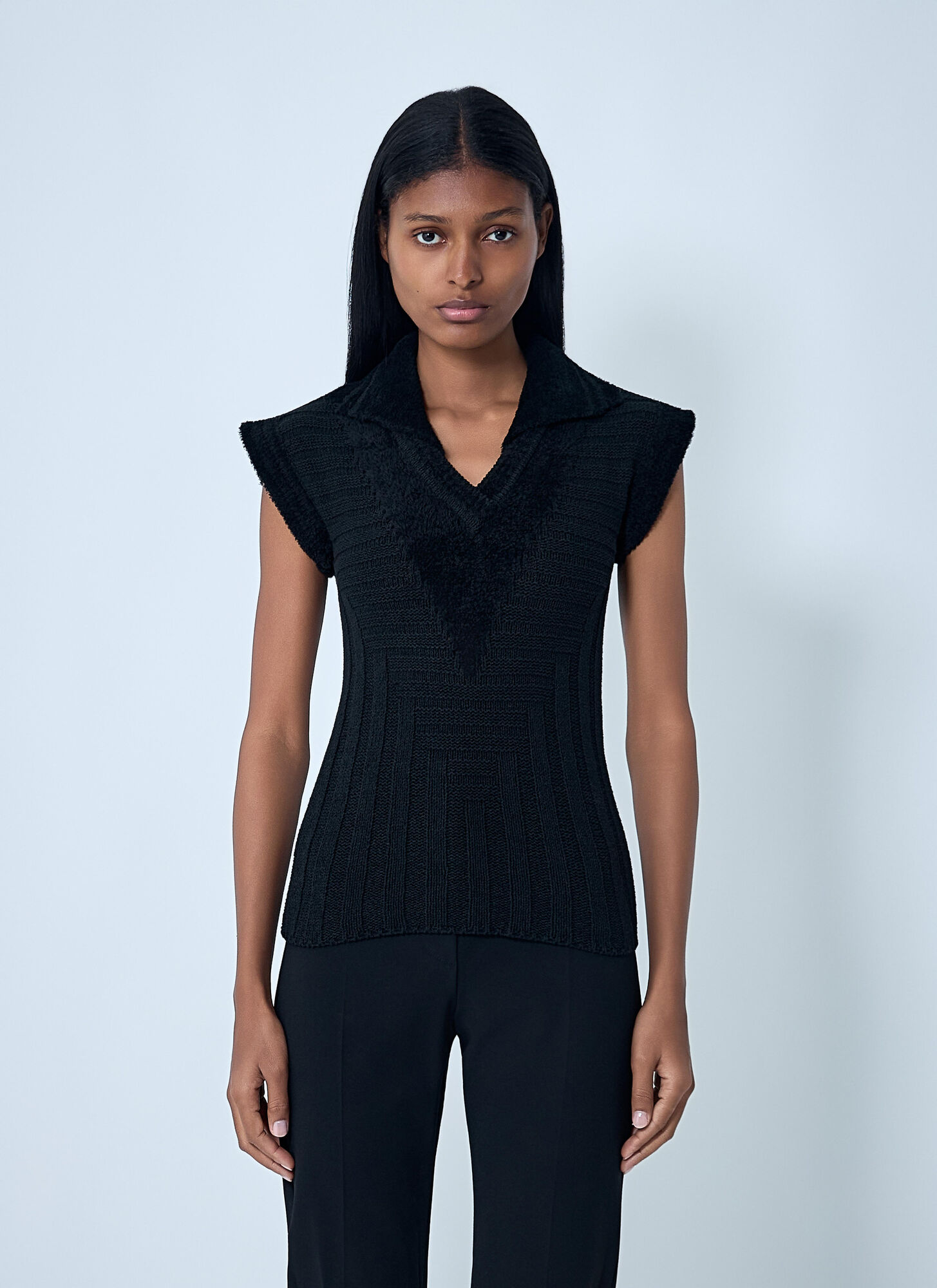 Kiko Kostadinov Quimby Knitted Polo Vest In Black