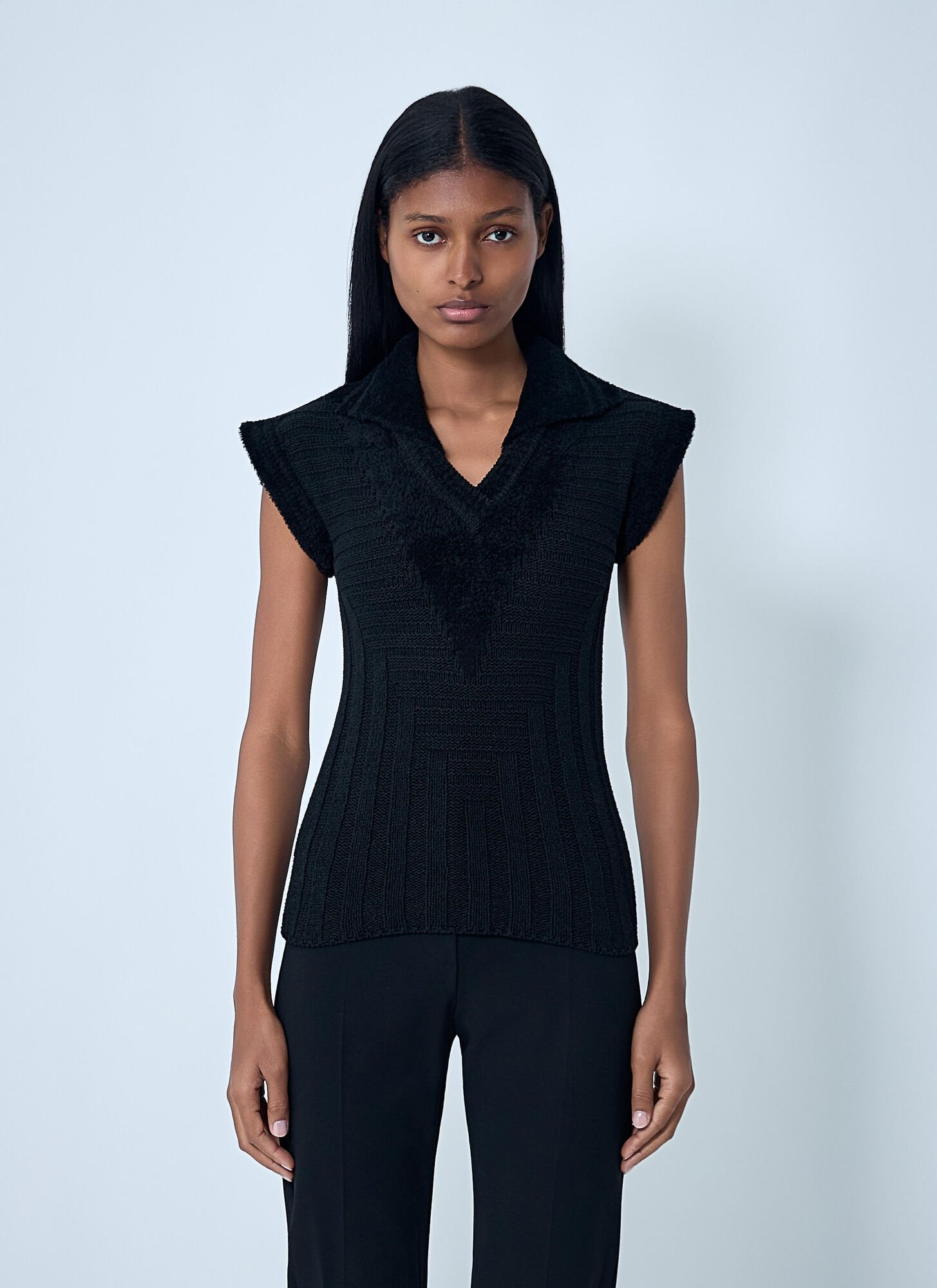 Kiko Kostadinov Quimby Knitted Polo Vest In Black