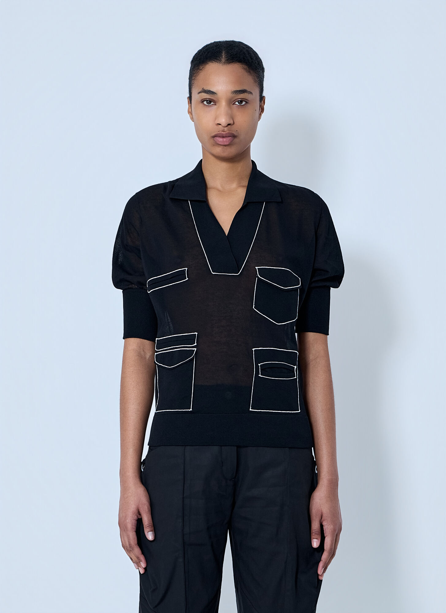 Kiko Kostadinov 克雷纳针织Polo衫 - Female 针织衫 Black Fr - 34