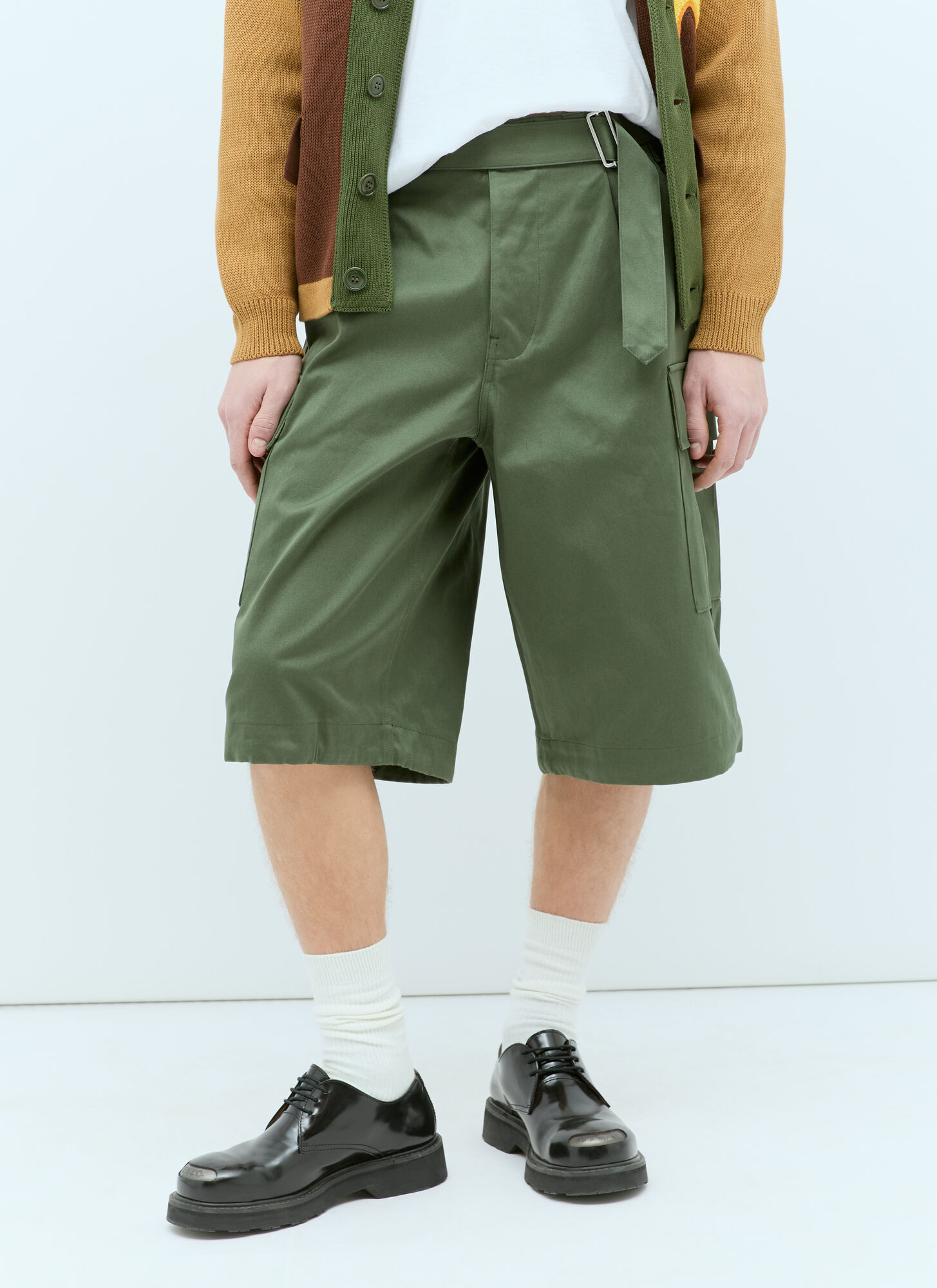 Kenzo Army Cargo Shorts Dark Khaki Mens