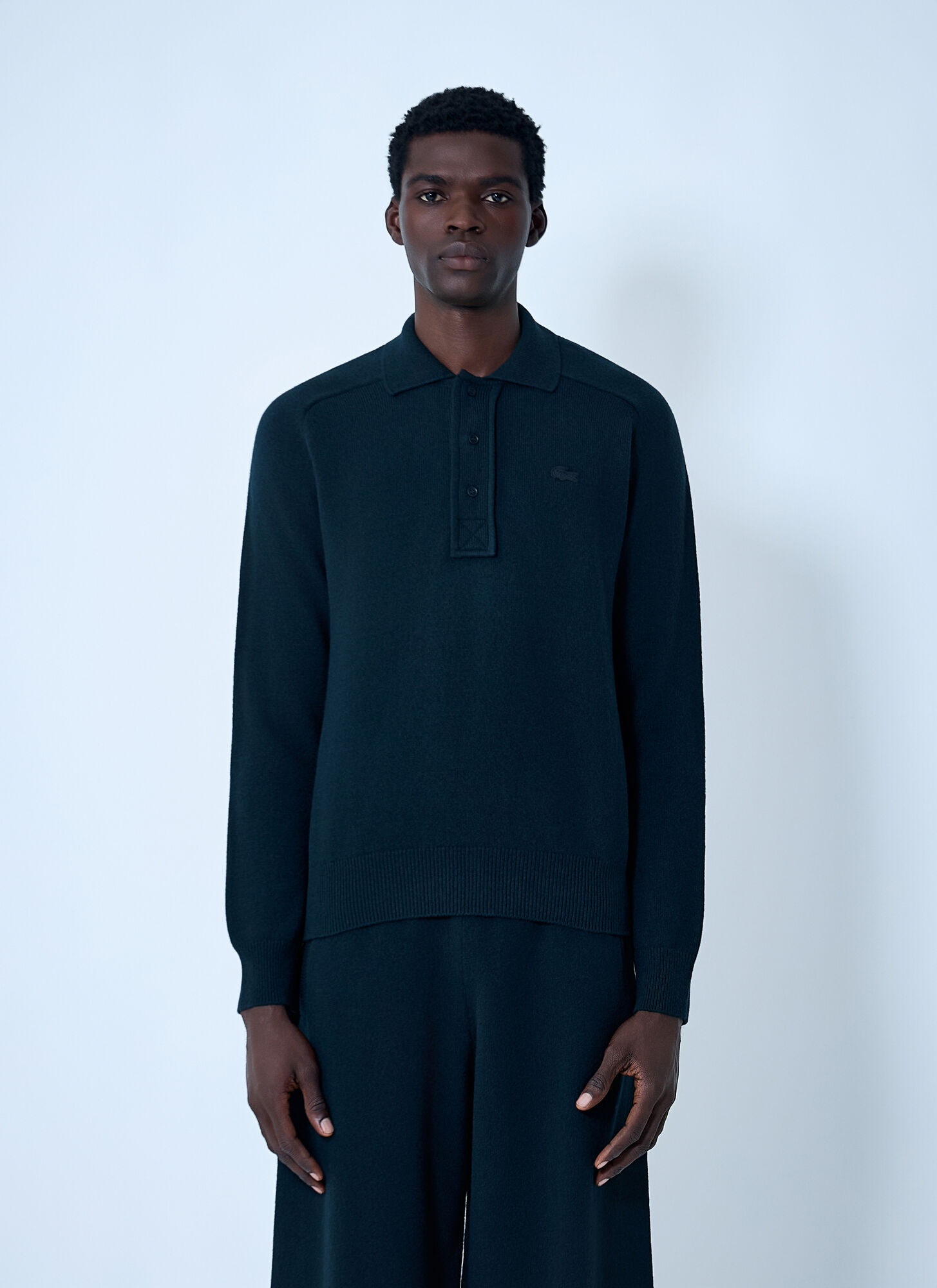 Lacoste Men's Black Logo Motif Polo Sweater - Man Knitwear 4