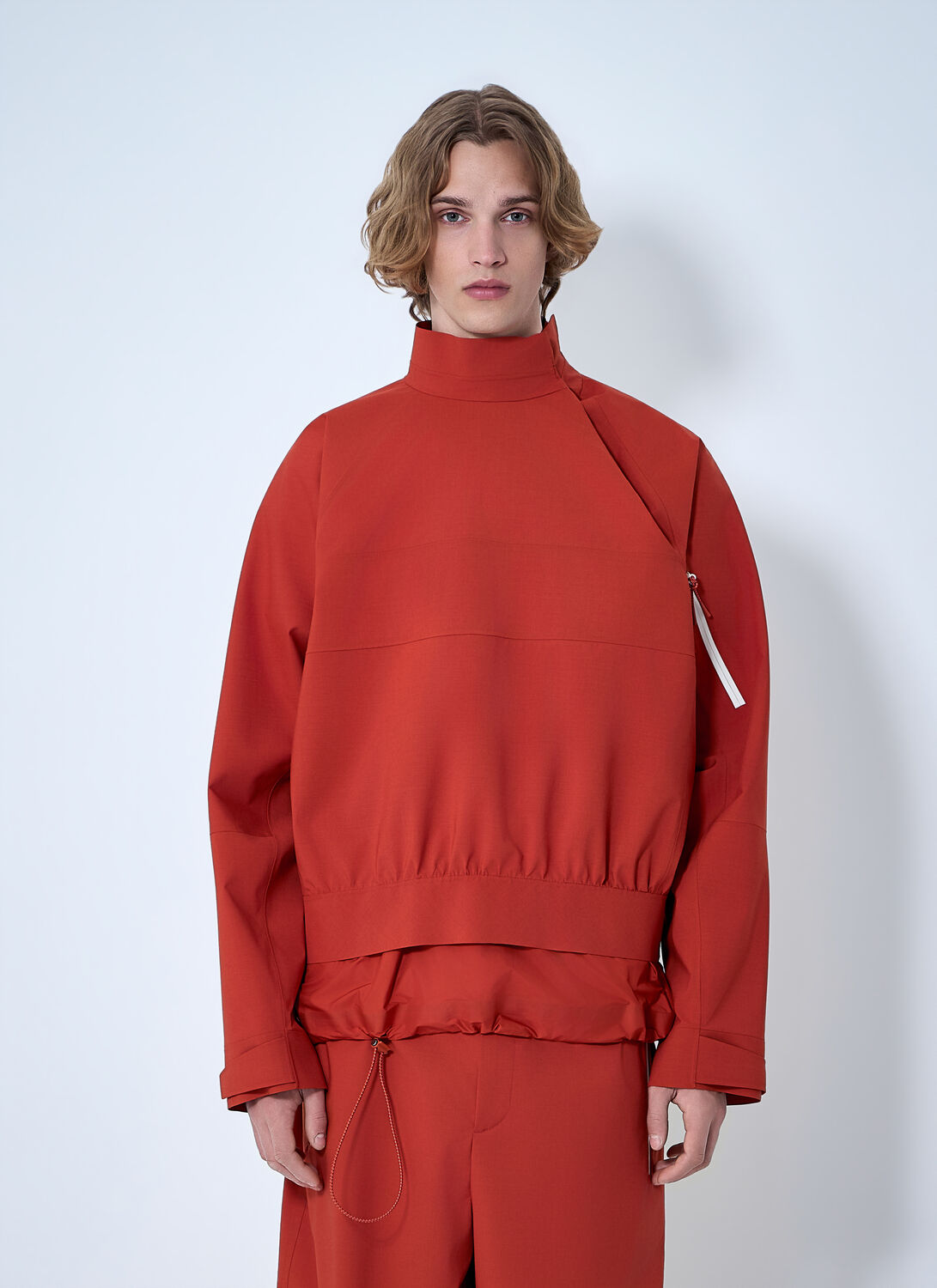 Lacoste Asymmetric Zip Jacket In Red