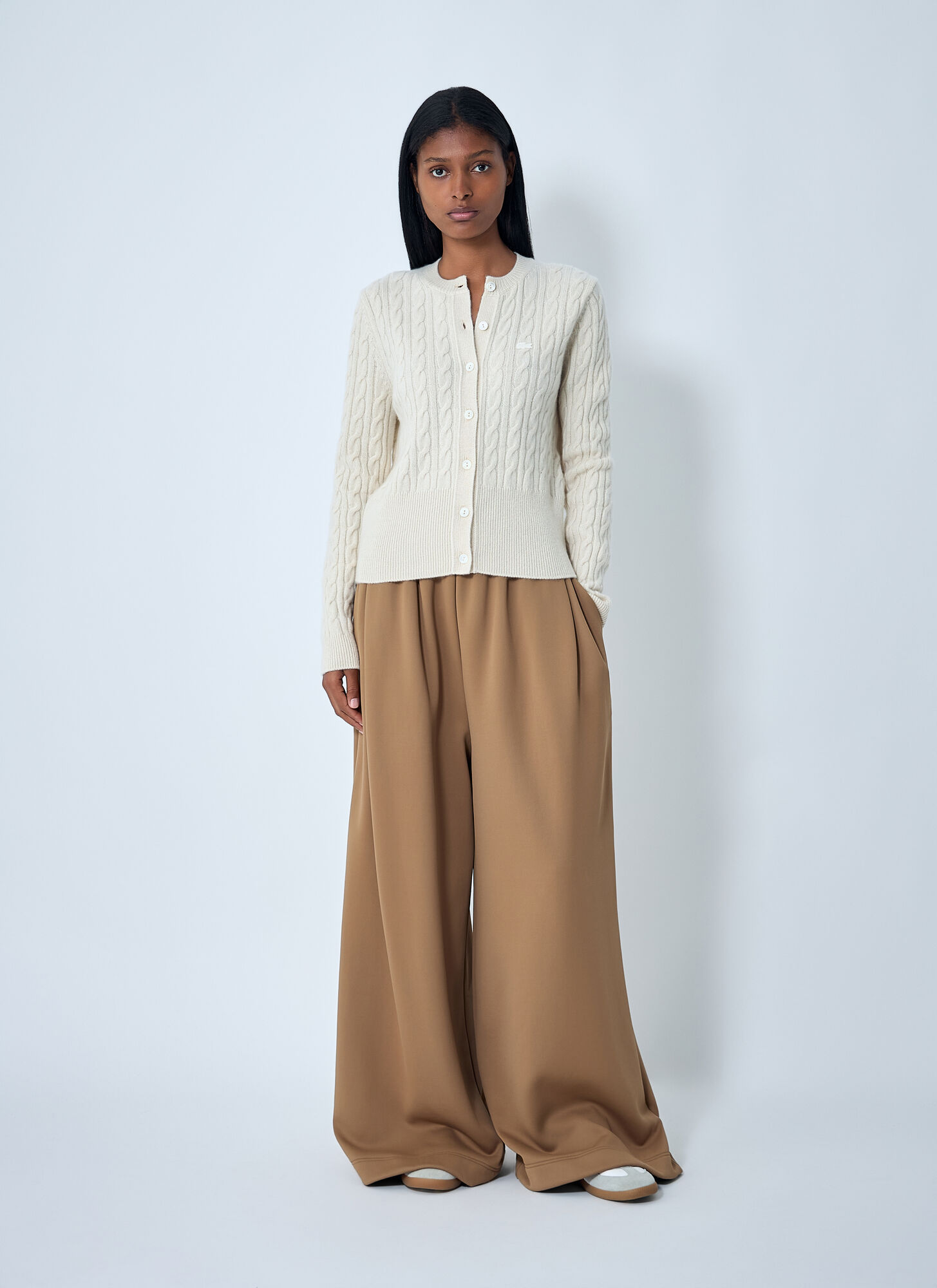  Lacoste Lacoste Cable Knit Cardigan - Frau Strick Cream It - 38 