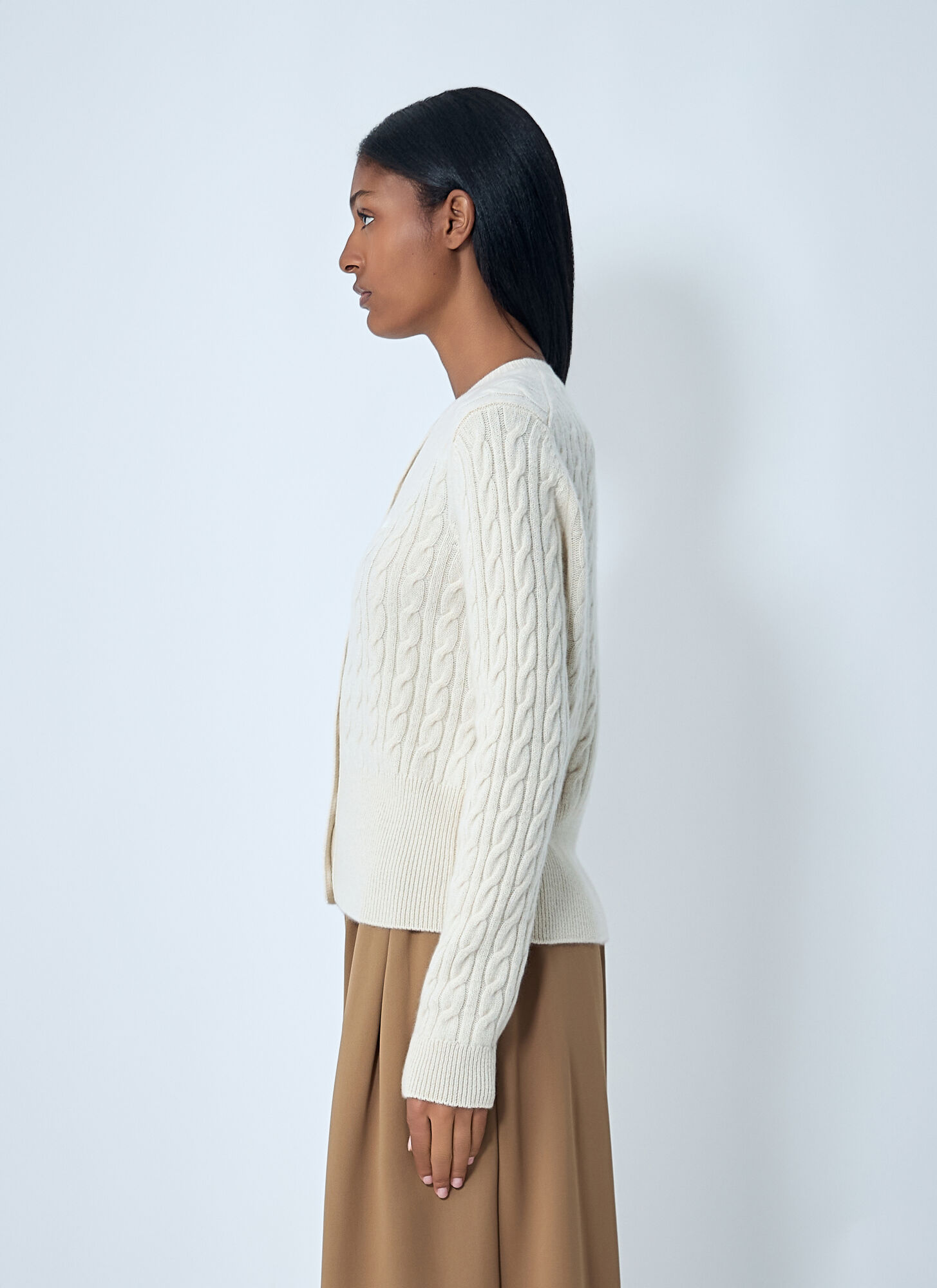  Lacoste Lacoste Cable Knit Cardigan - Frau Strick Cream It - 38 