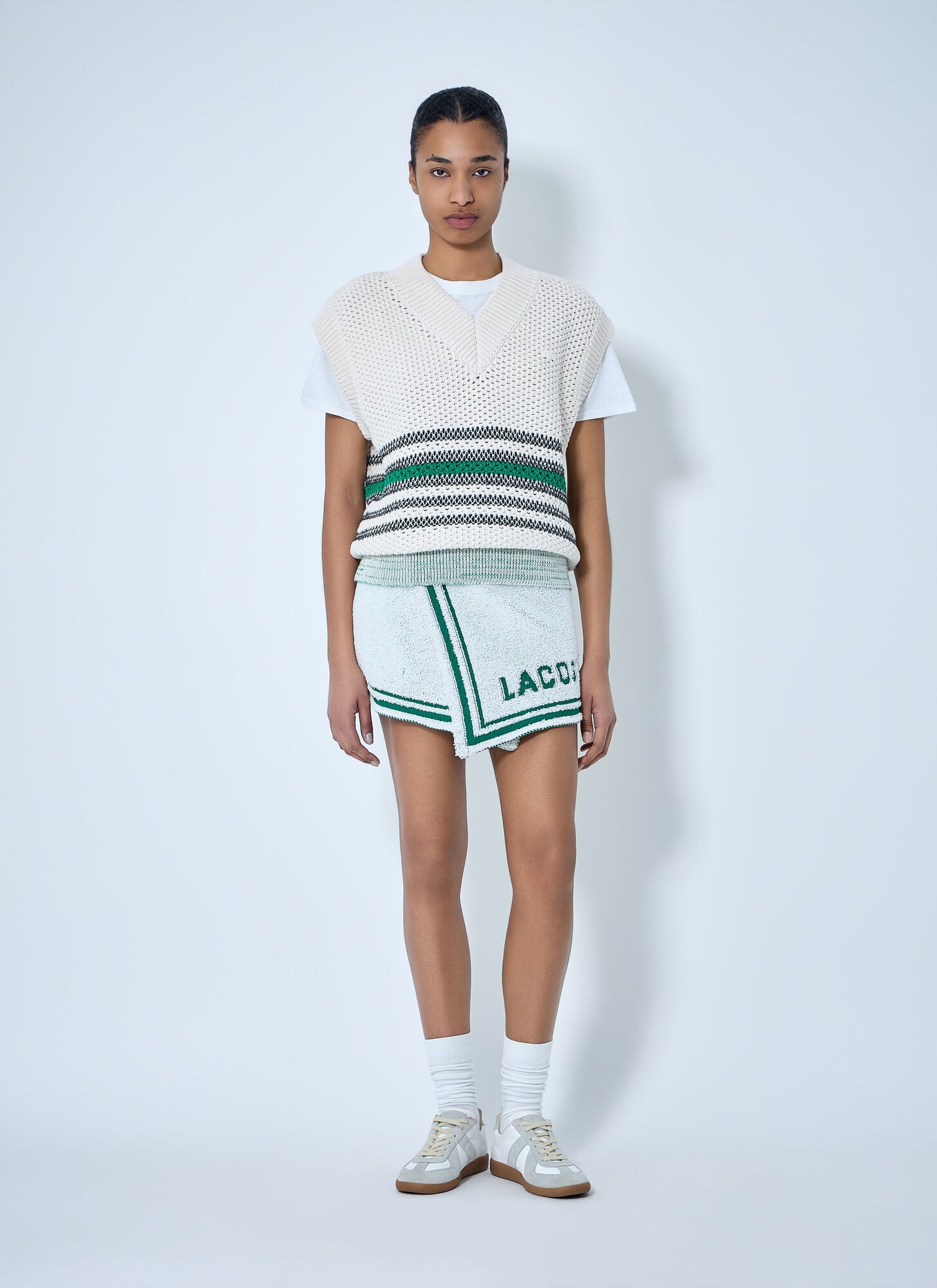  Lacoste Lacoste Runway Bouclé Knit Mini Skirt - Frau Röcke White S 
