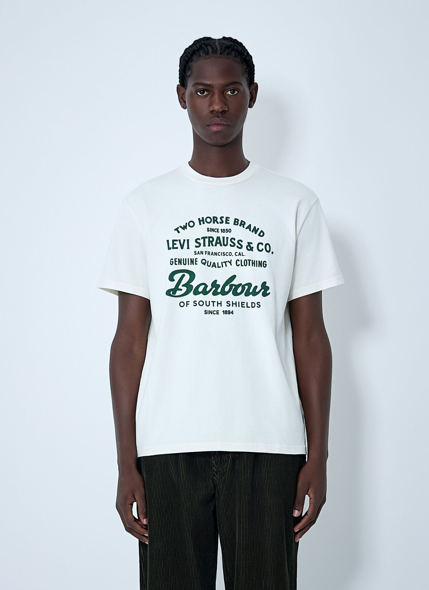 Levi's X Barbour Men's White Logo Motif T-Shirt - Man T-Shirts M